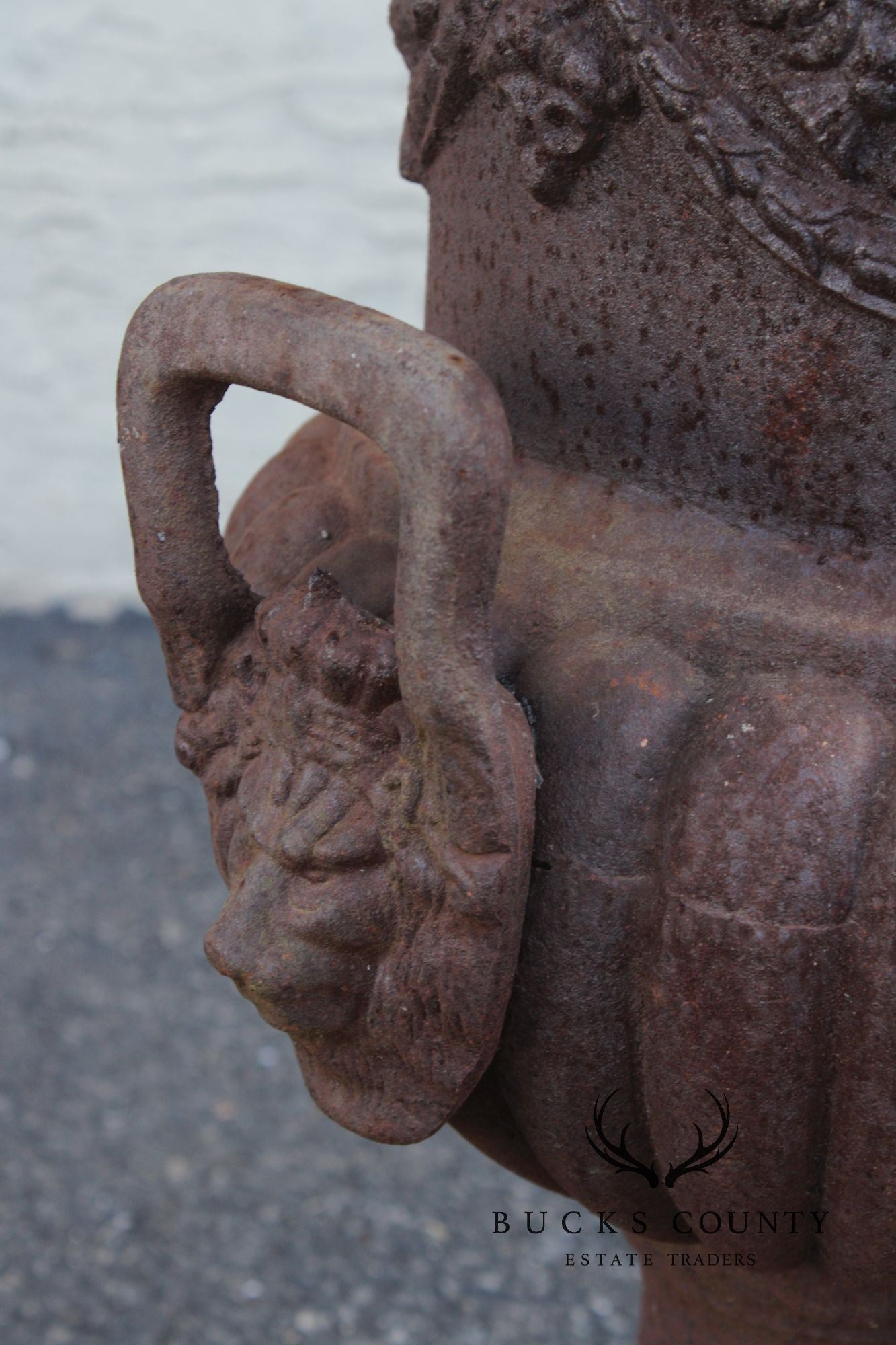 VINTAGE PAIR OF CAST IRON GARDEN URNS
