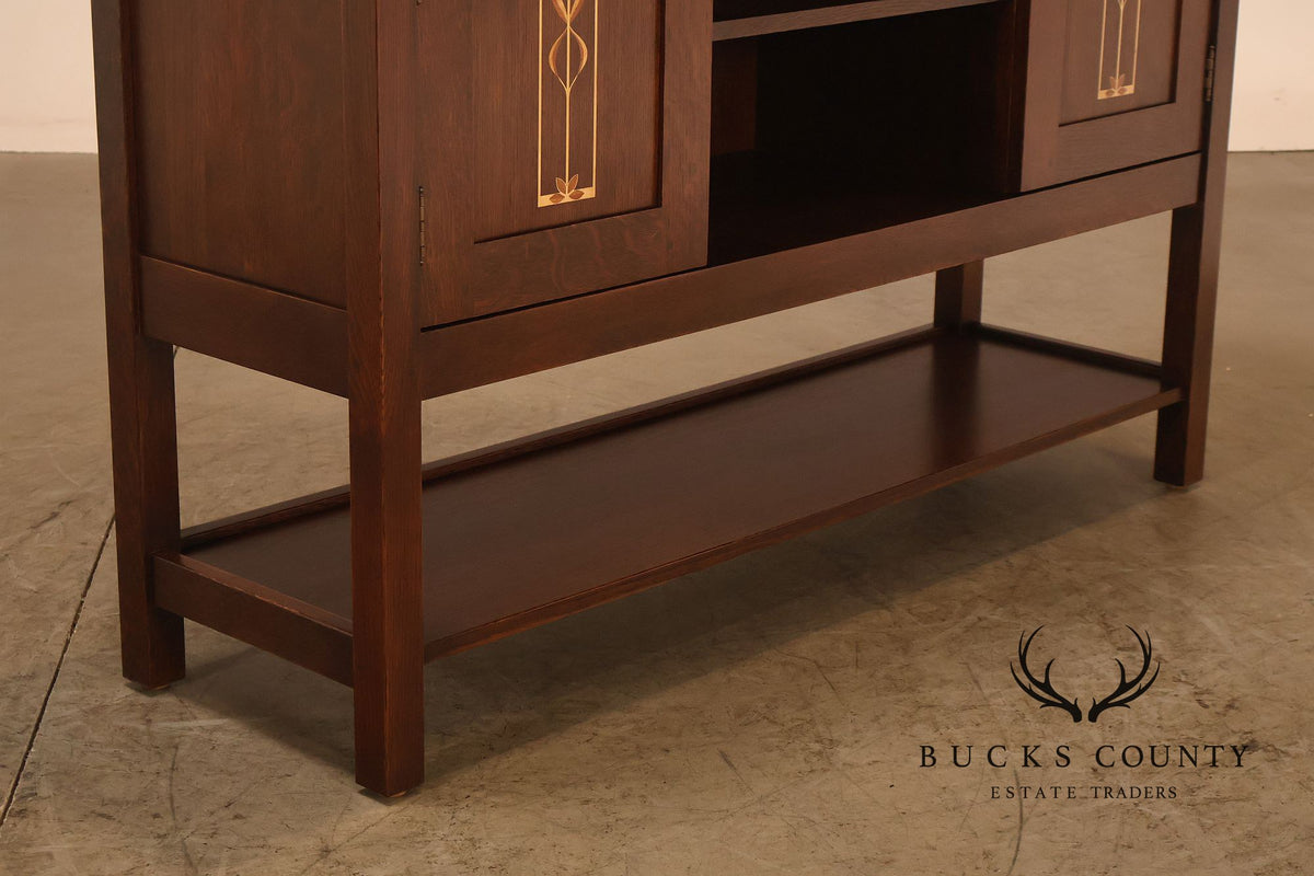 Stickley Meadowflower Collection Oak Inlaid Console Cabinet