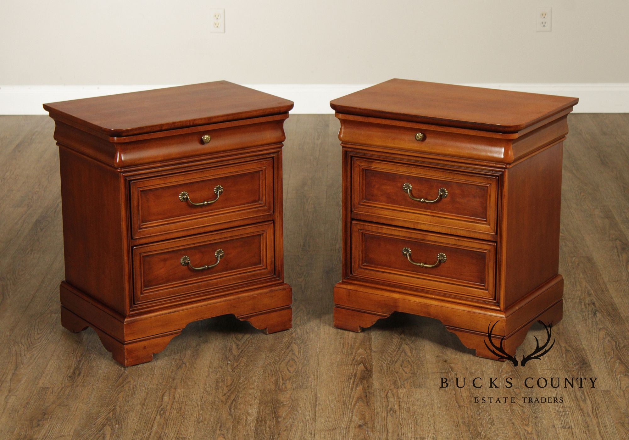 Lexington 'Chez Michelle' Pair Of Cherry Louis Philippe Style Three-Drawer Nightstands