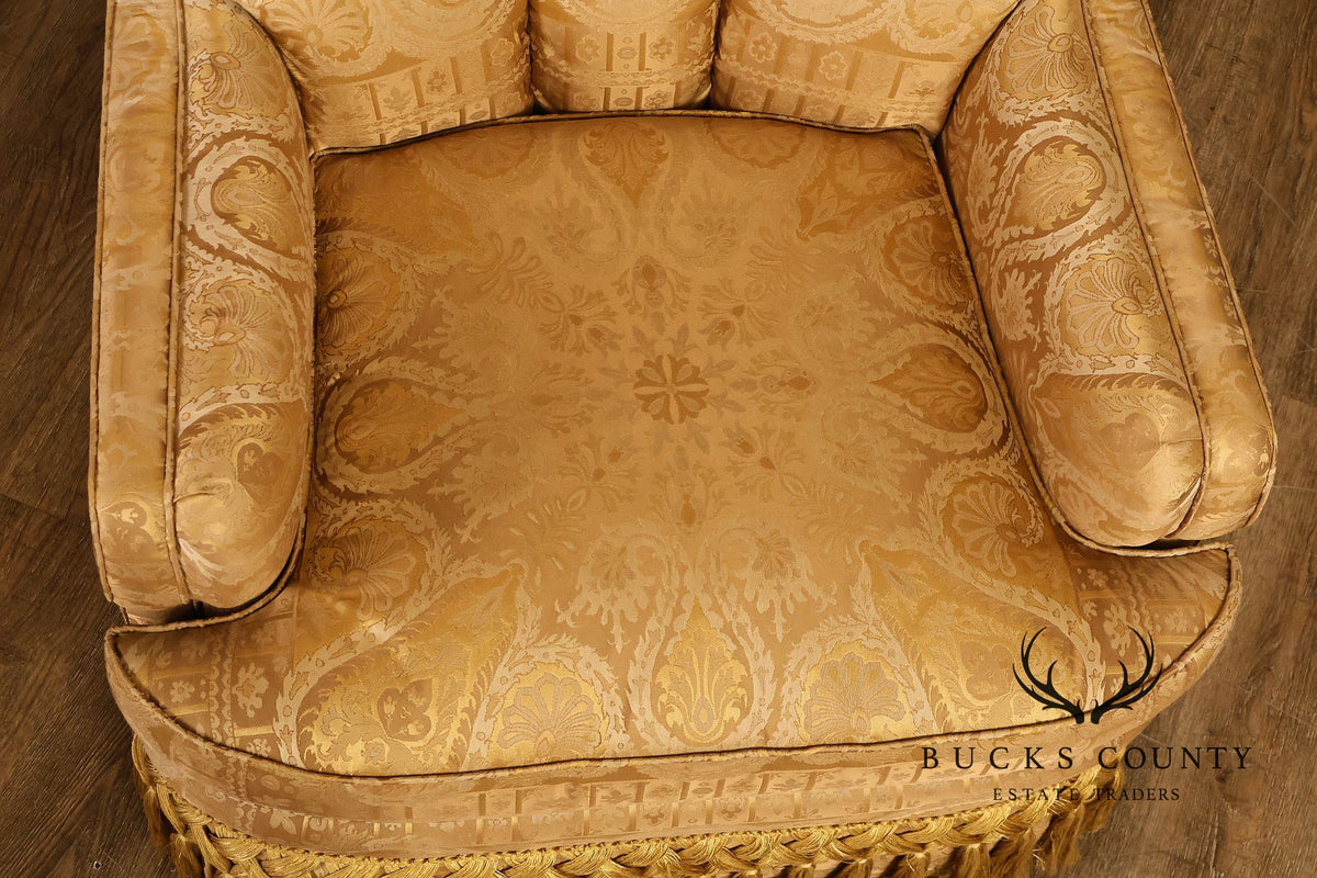 TRS Furniture Traditional Gold D amask Upholstered Lounge Chair And Ottoman