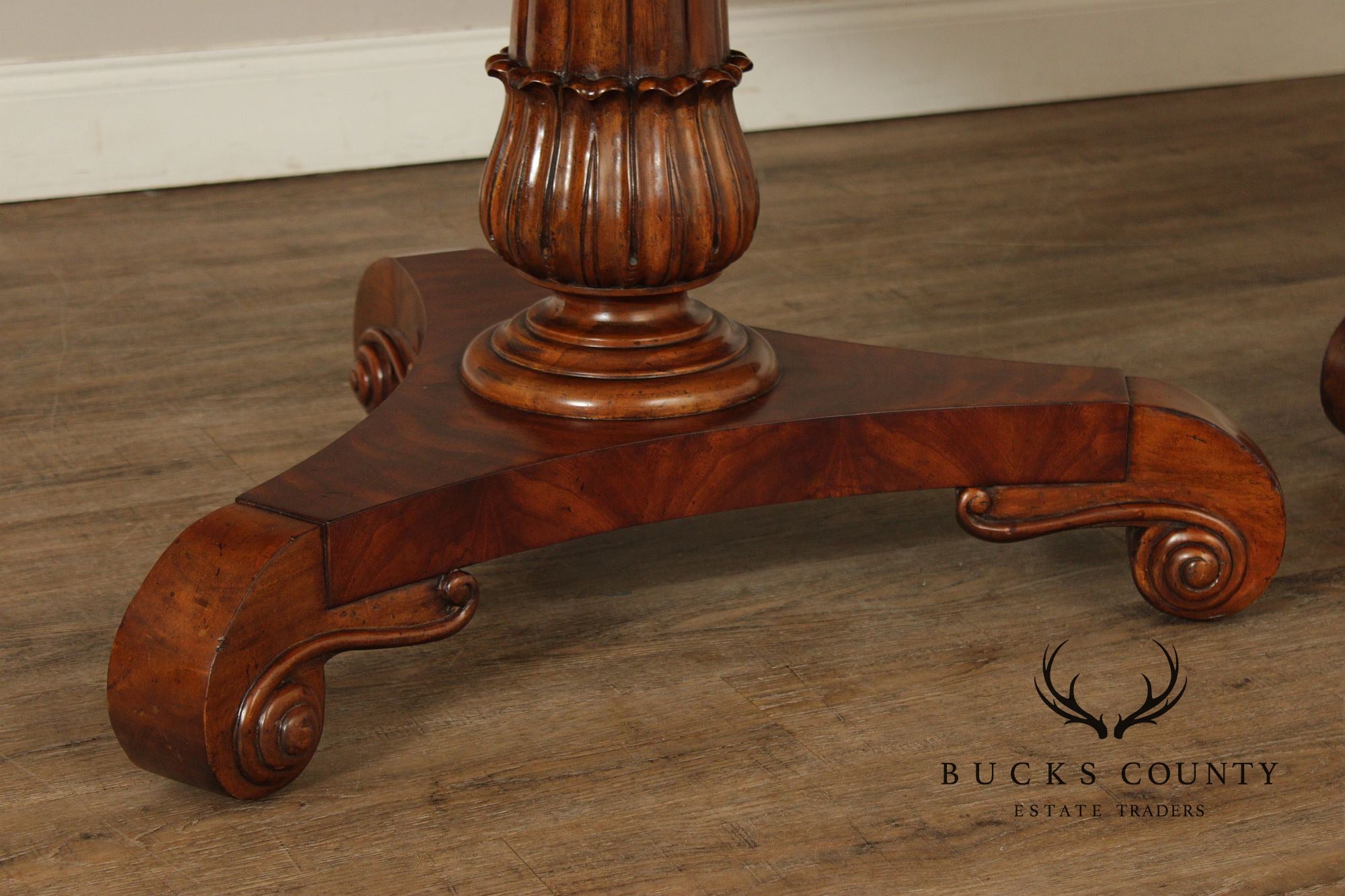 Regency Style Quality Banded Mahogany Double Pedestal Dining Table With 2 Leaves