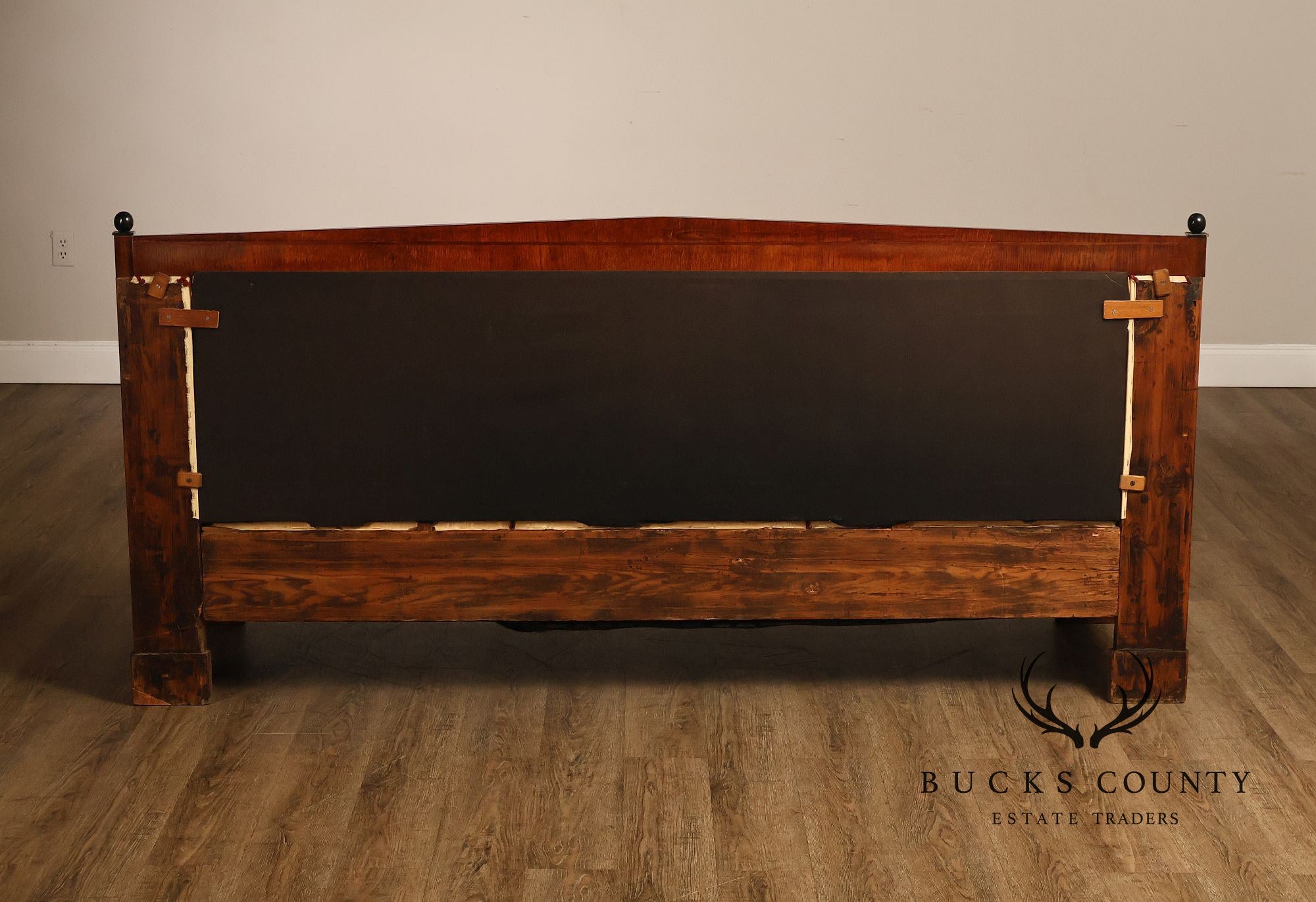 Biedermeier Style Antique Inlaid Mahogany Box Sofa