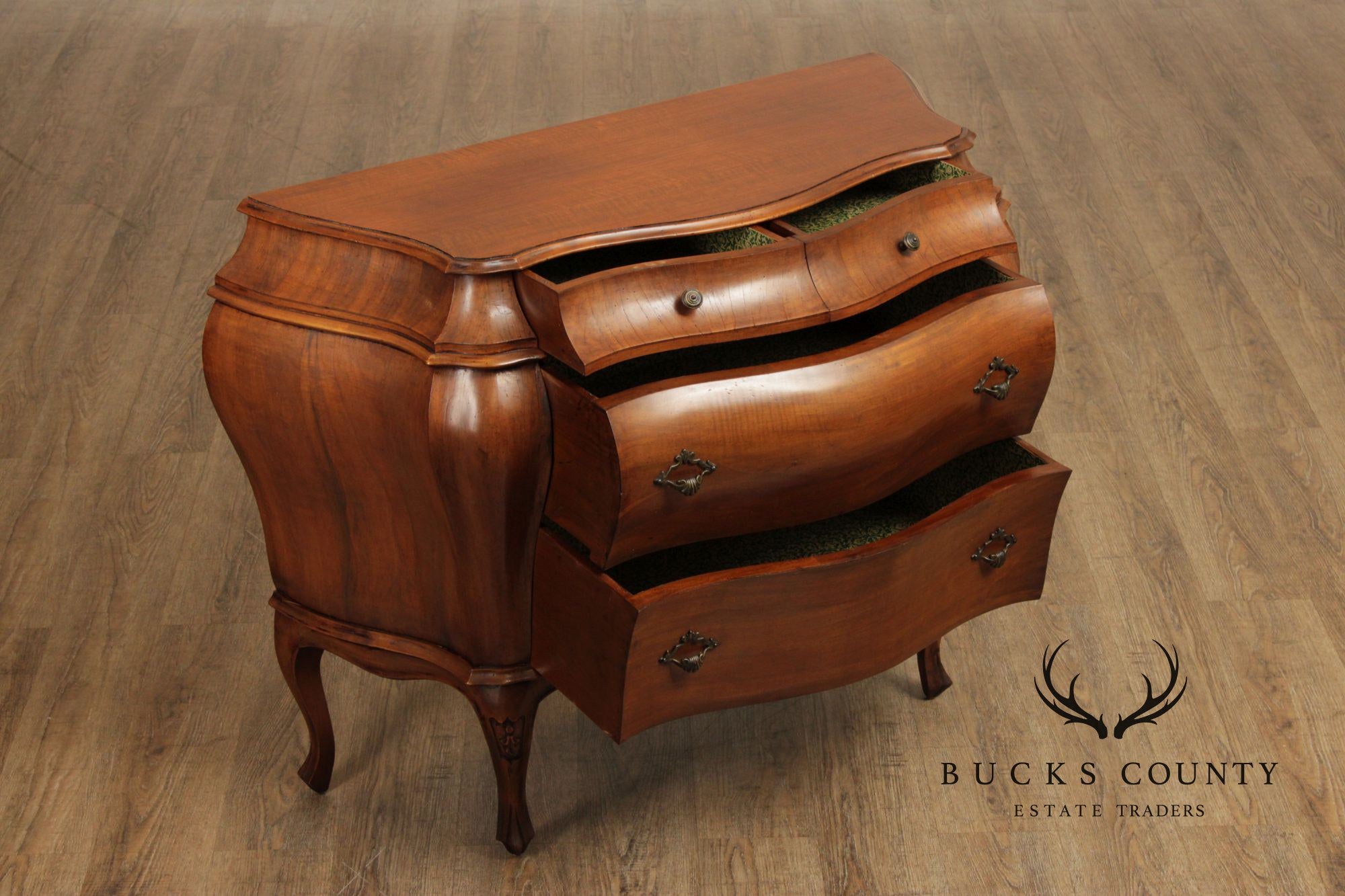 Vintage Italian Walnut Bombe Chest