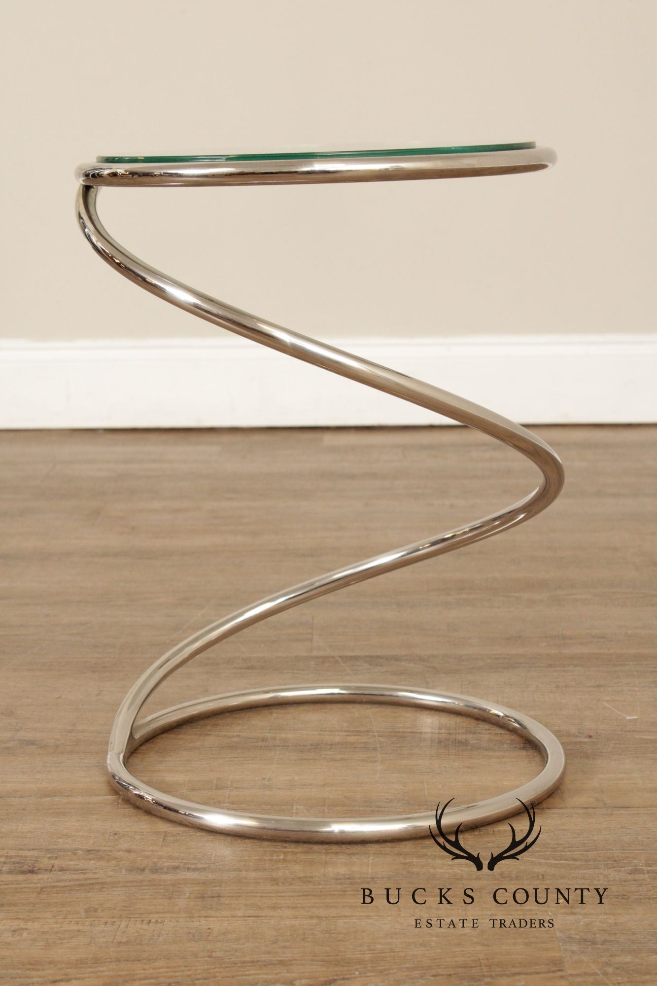 Pace Collection Modern Glass Top Spiral Side Table