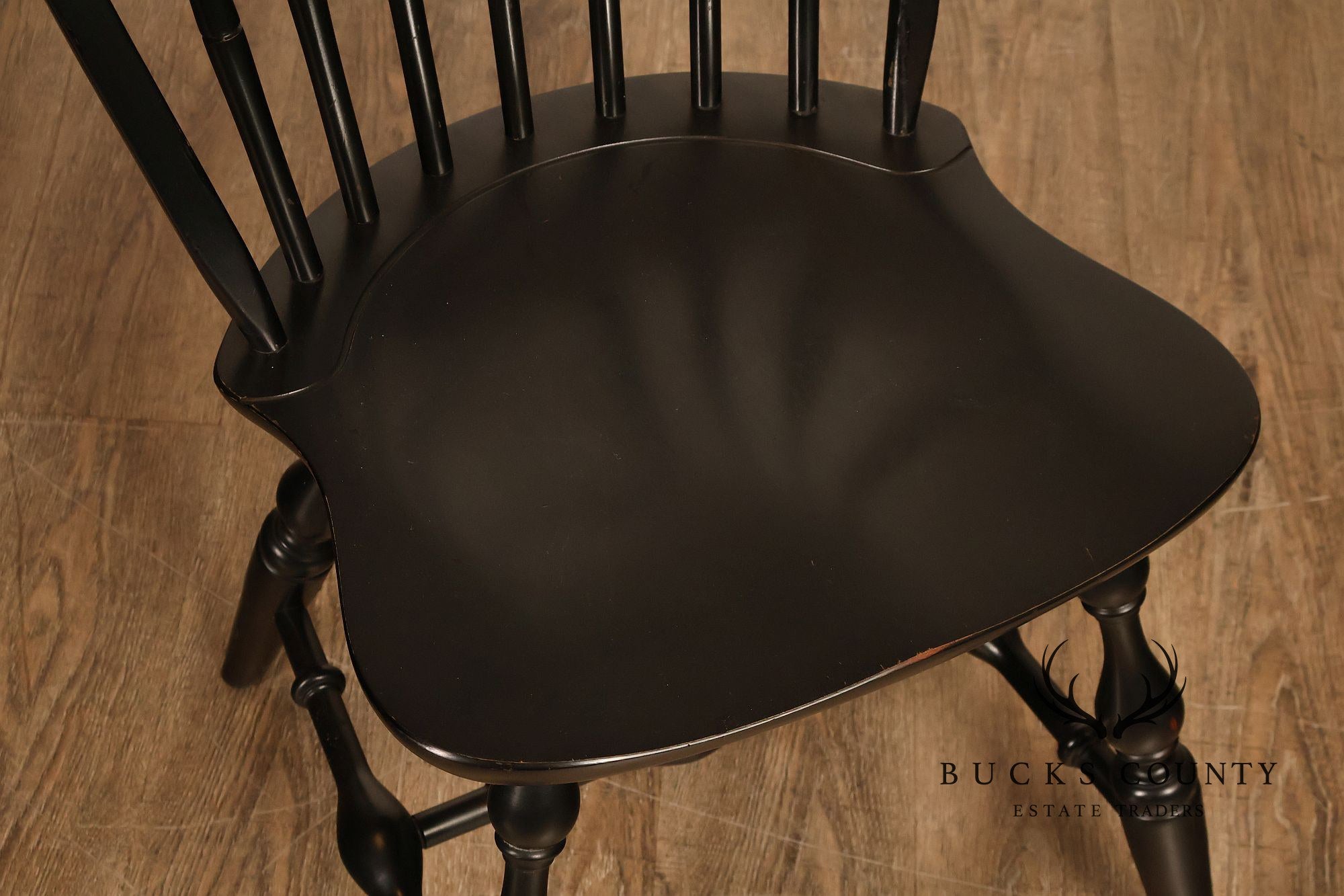 Nichols And Stone Set Of Six Black Windsor Dining Chairs