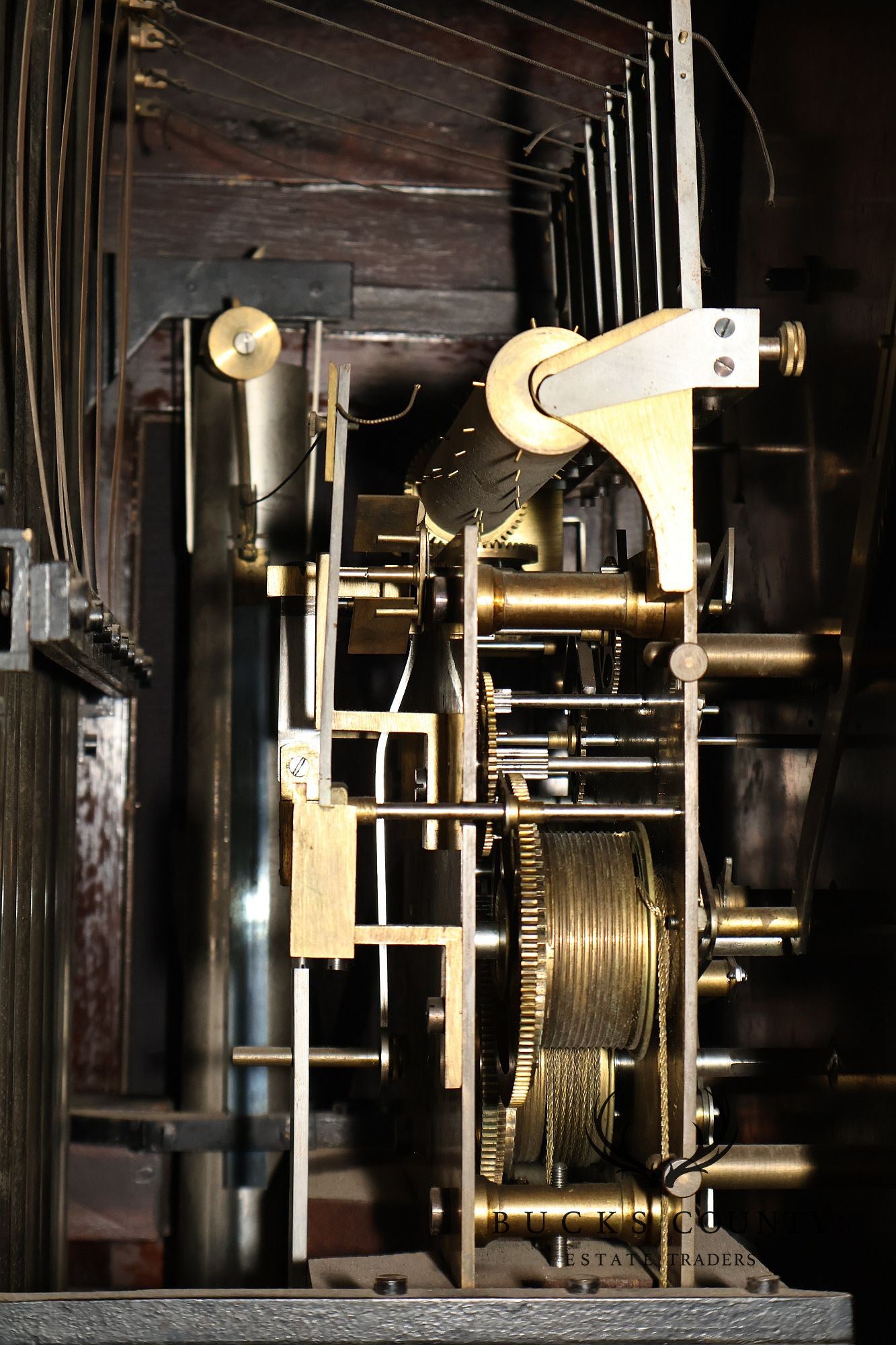 American Chime Clock Co Nine Tube Grandfather Clock with Moon Dial and Westminster Chime Movement