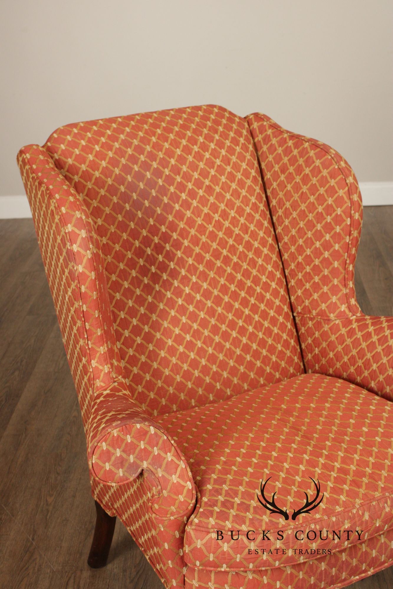 KINDEL WINTERTHUR COLLECTION CHIPPENDALE STYLE MAHOGANY WING CHAIR