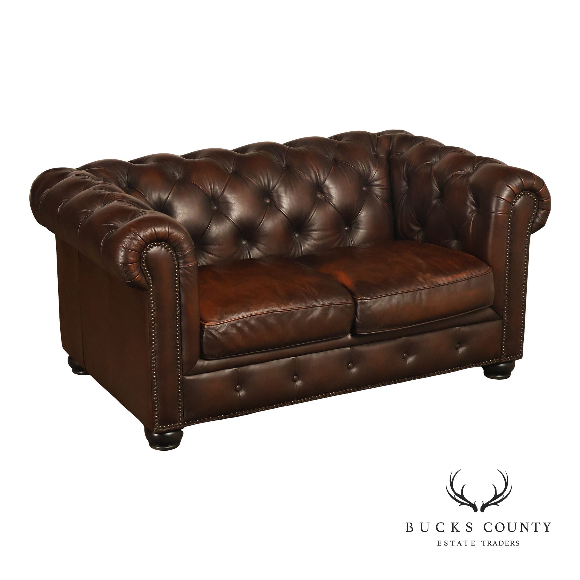 Leather Chesterfield Style Loveseat