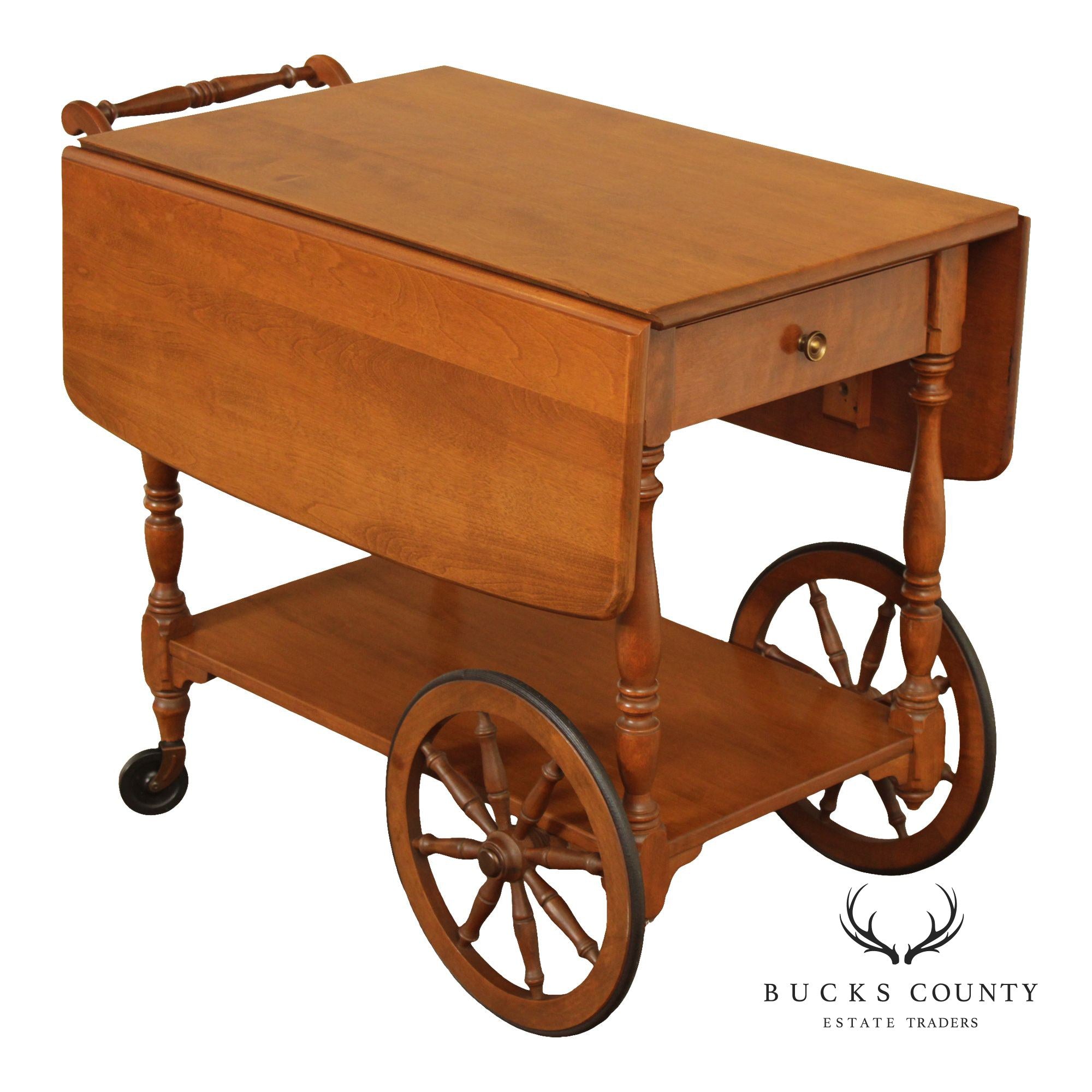 Ethan Allen Early American Maple Drop-Leaf Tea Cart