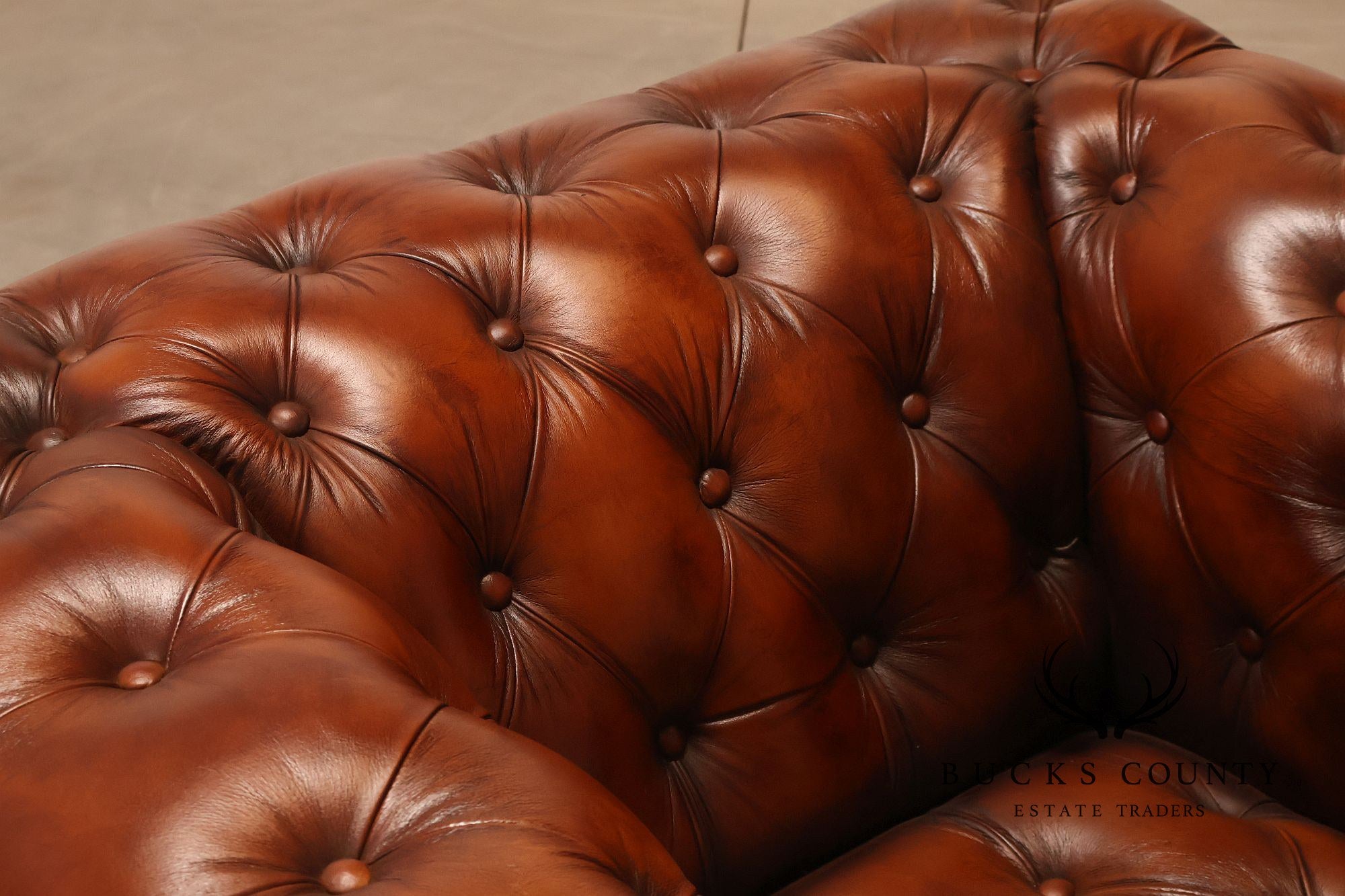 Chesterfield Style Tufted Brown Leather Club Chair