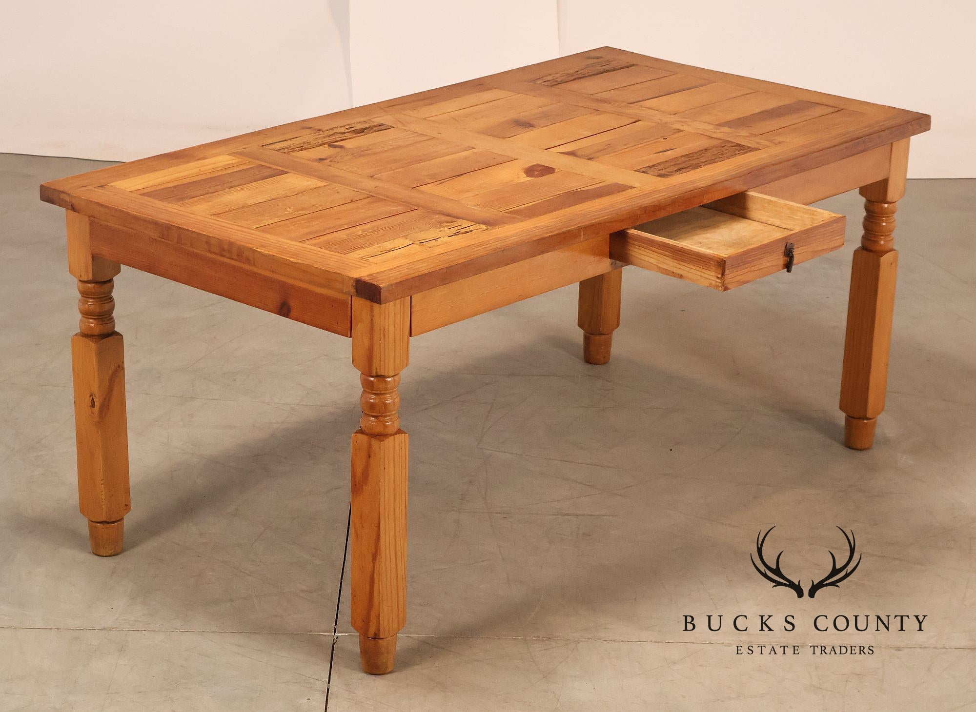 Mexican Pine Vintage Rustic One Drawer Writing or Dining Table