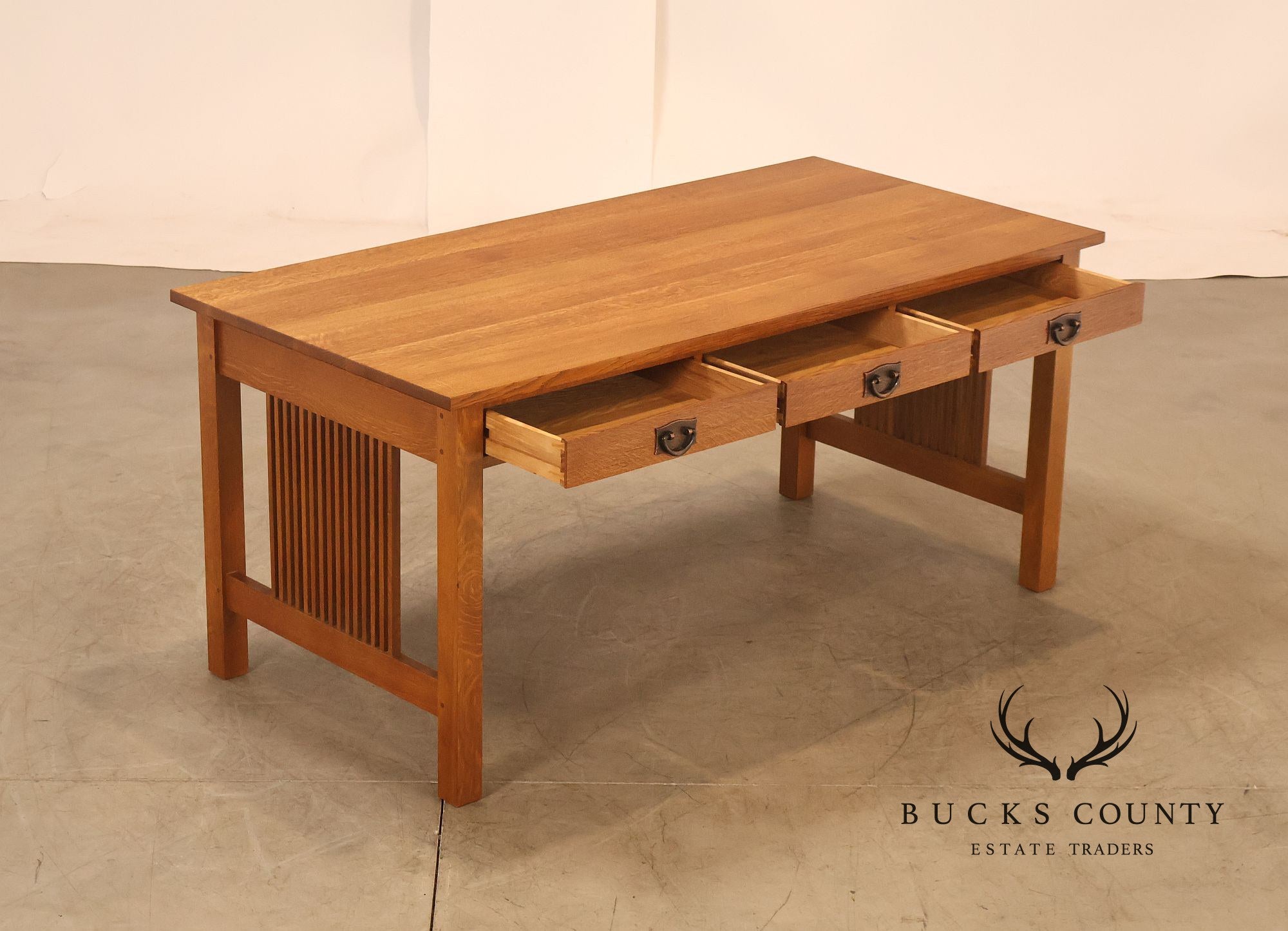 Stickley Mission Collection Oak Spindle Desk Library Table