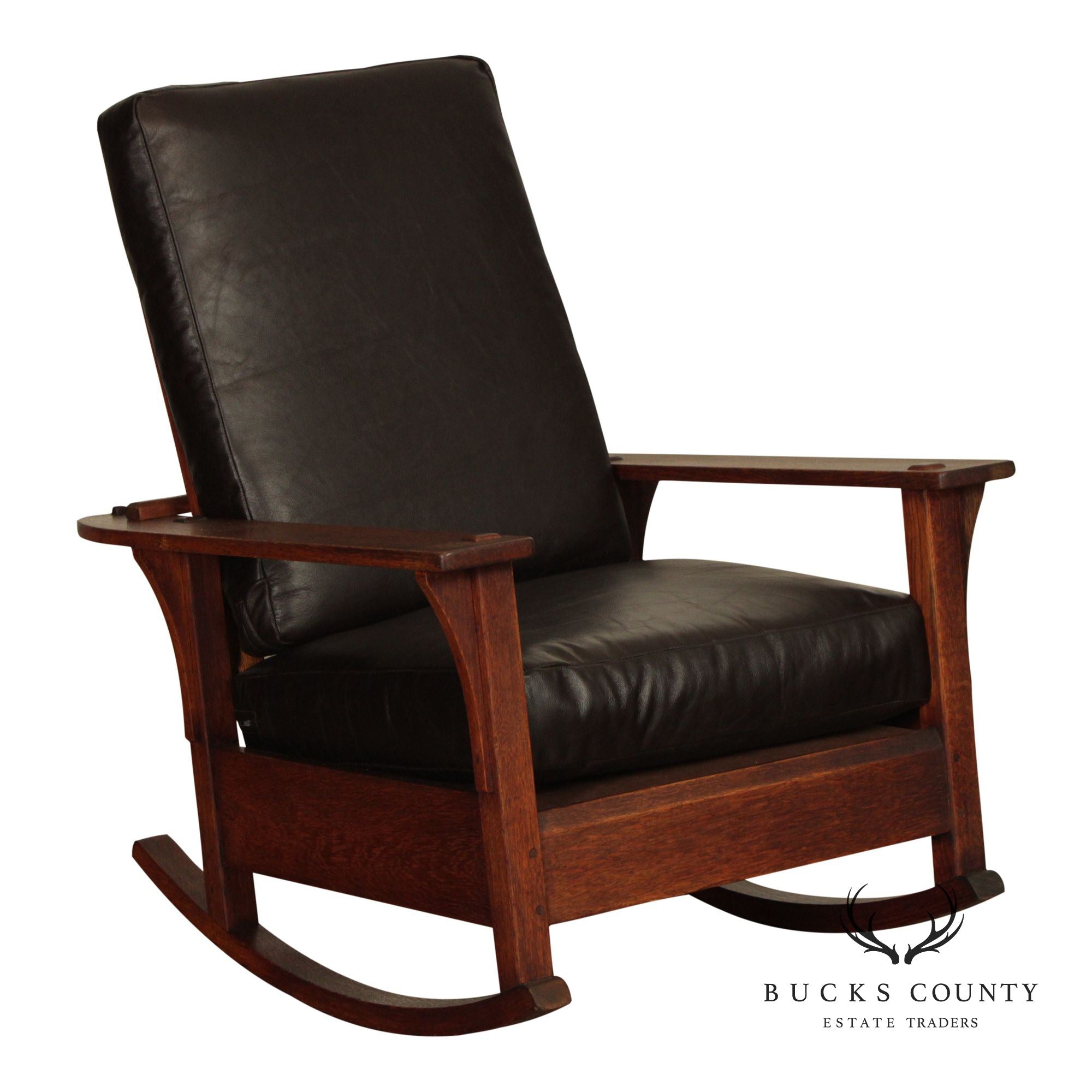 Antique L. & J.G. Stickley Mission Oak Morris Rocker