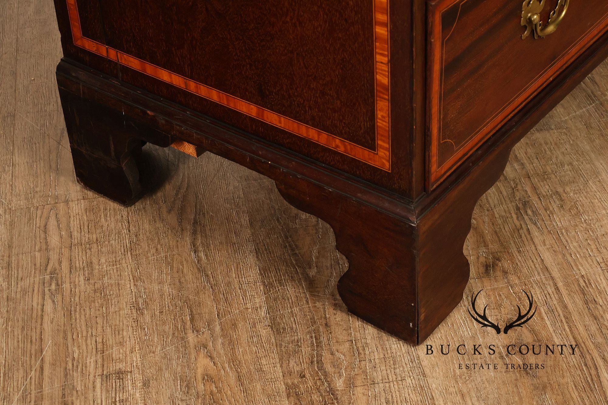 Antique Georgian Style Inlaid Mahogany Chest On Chest