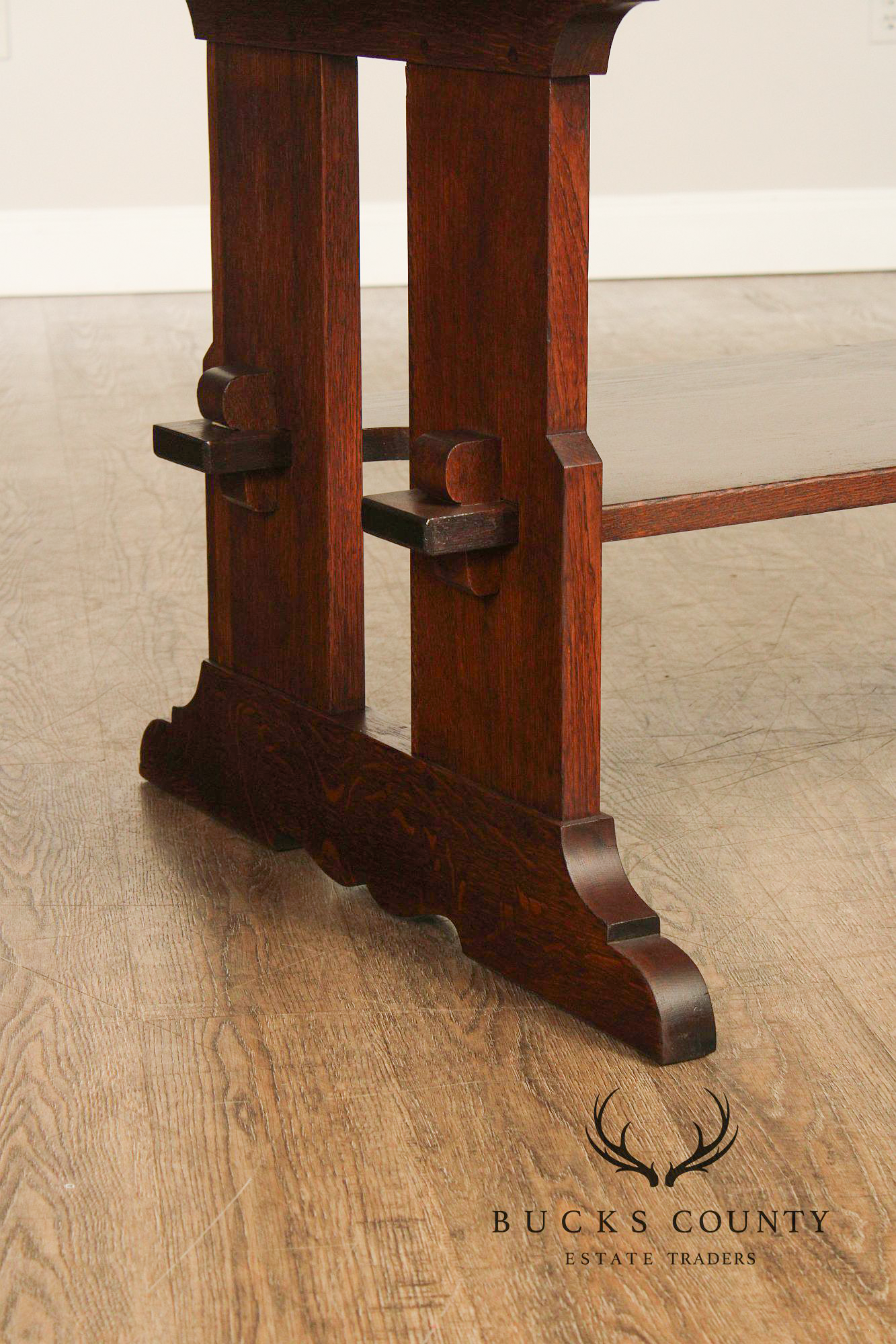 L. & J.G. Stickley Antique Mission Oak Trestle Table #593