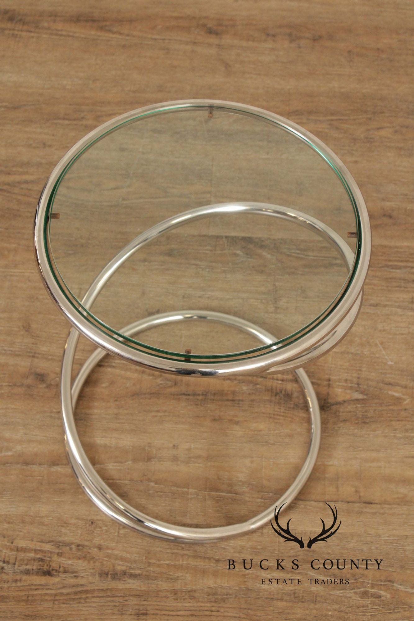 Pace Collection Modern Glass Top Spiral Side Table