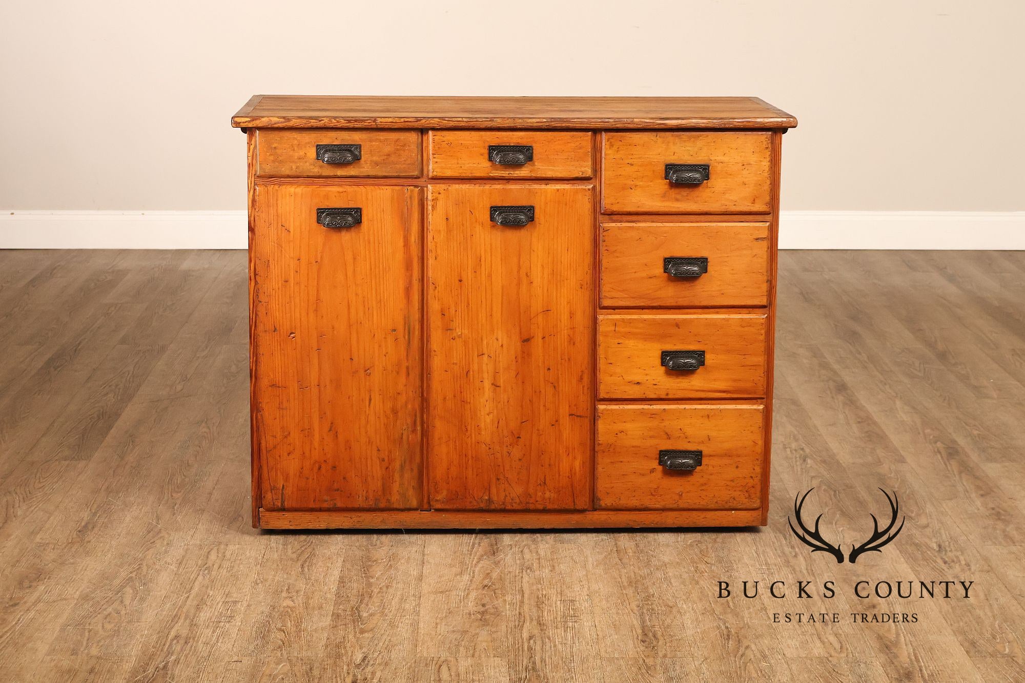 County Style Antique Industrial Baker’s Cabinet