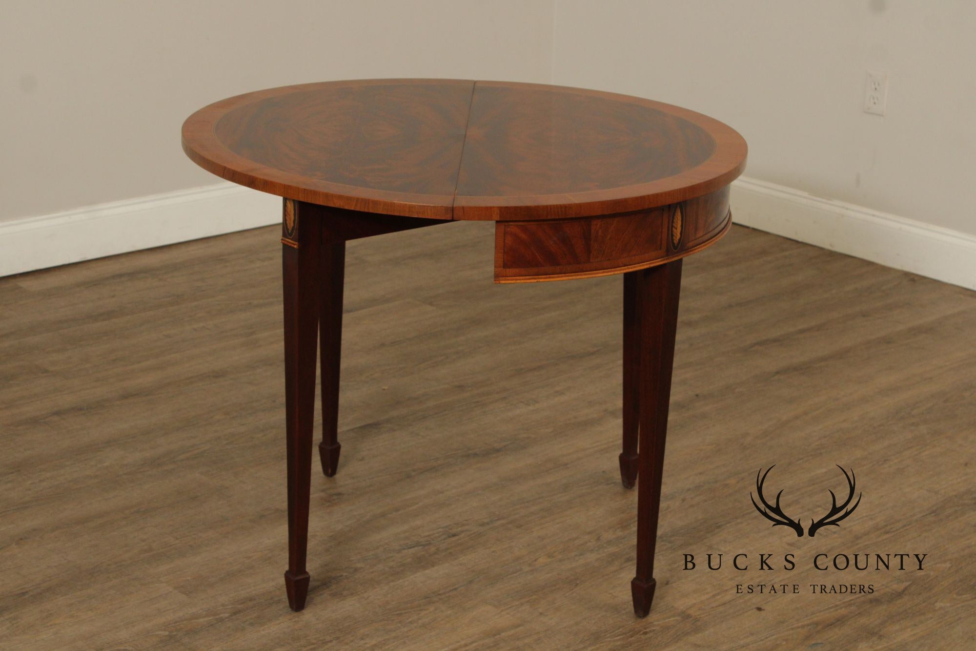 Hekman Federal Style Mahogany And Yew Wood Demilune Game Table
