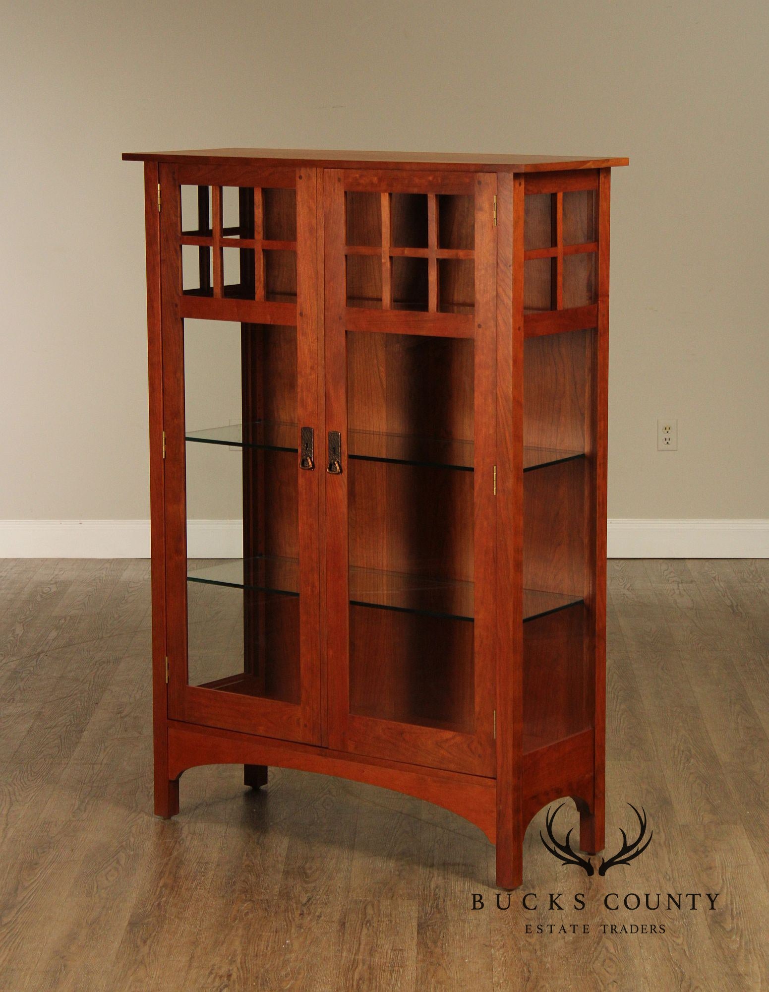 Stickley Mission Collection Cherry Two Door Display Cabinet