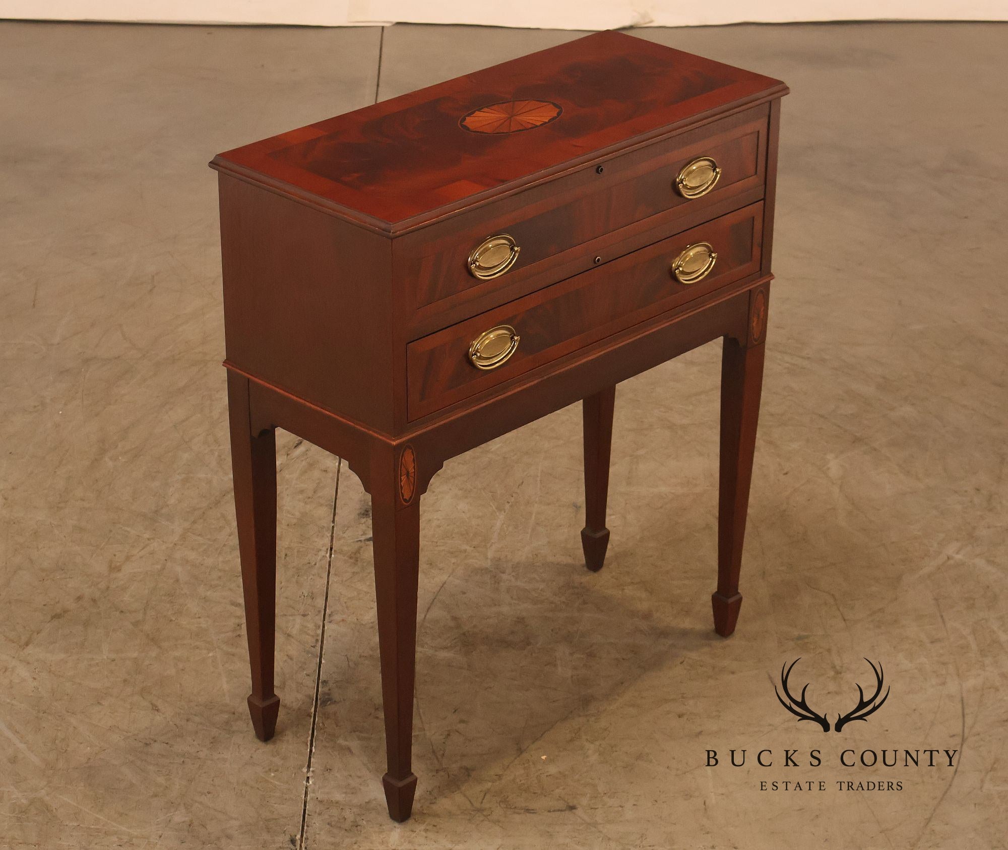 Hekman Federal Style Mahogany Inlaid Silver Chest