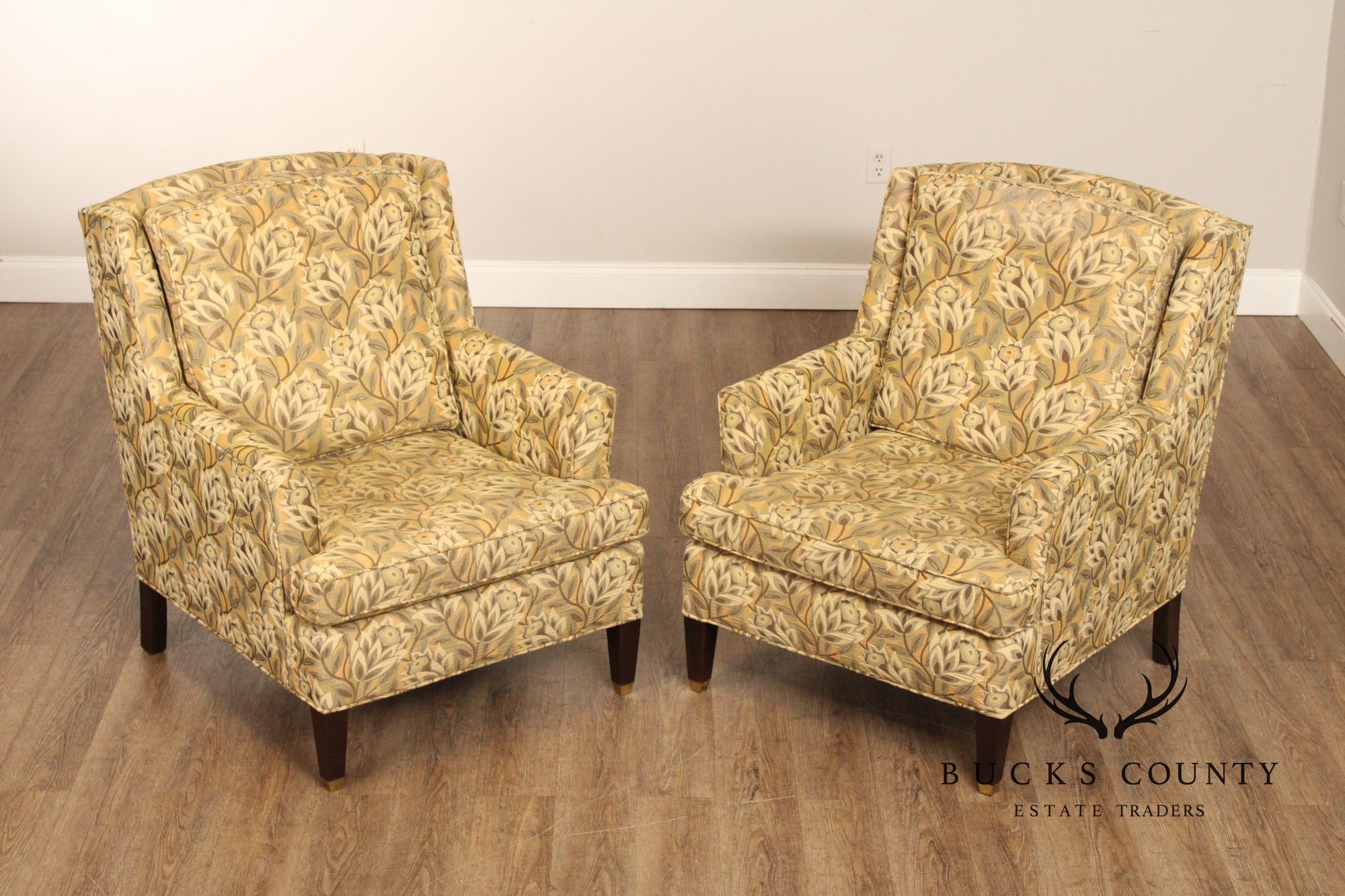 Vintage Pair of Upholstered Lounge Armchairs