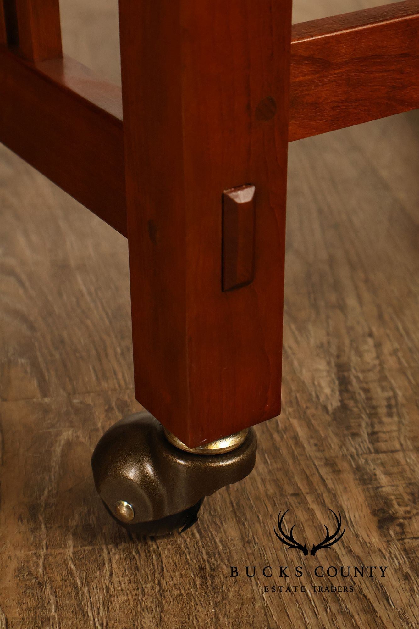 Stickley Mission Collection Pair Of Cherry And Leather Footstools