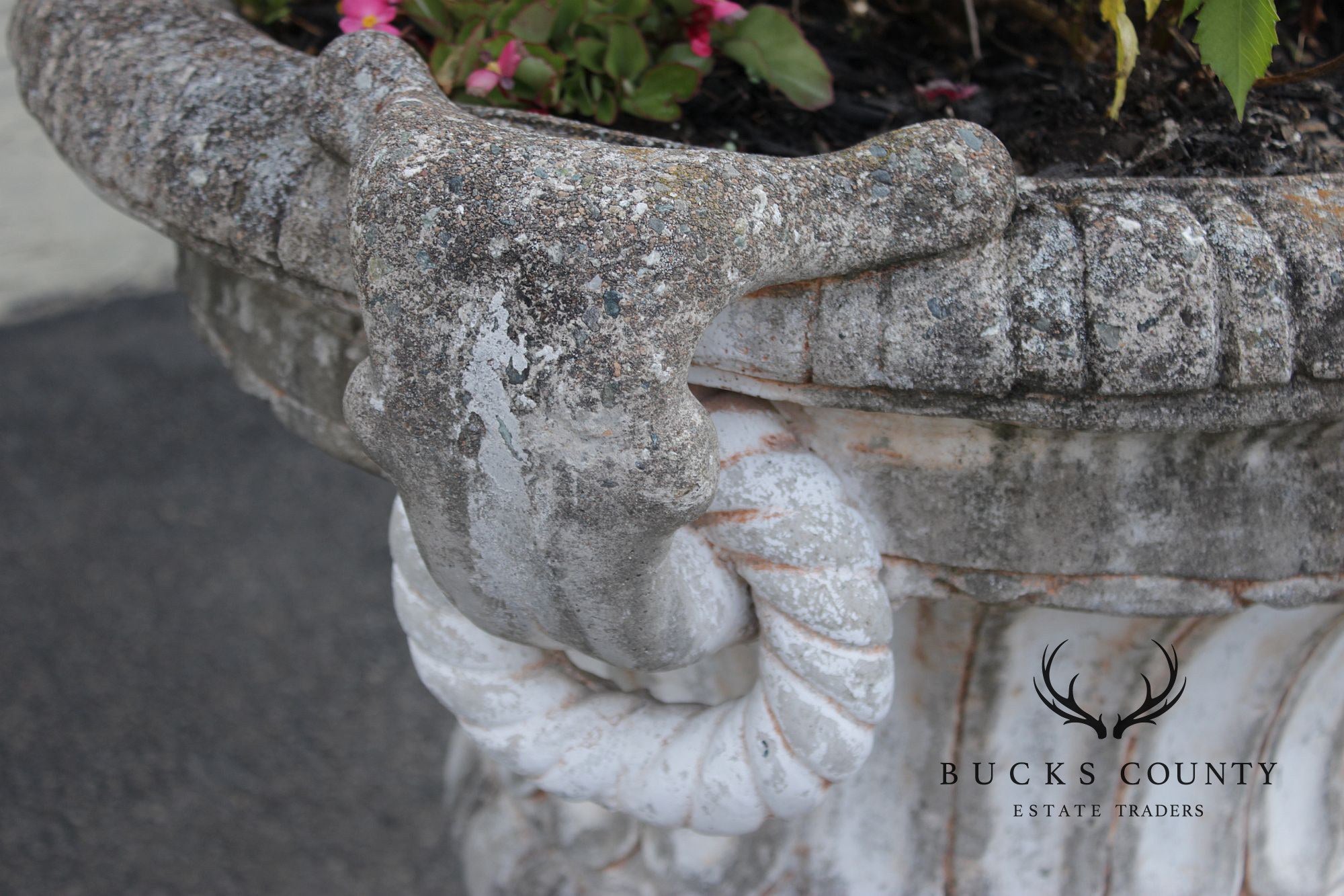 Classical Style Pair of Cast Stone Garden Urns