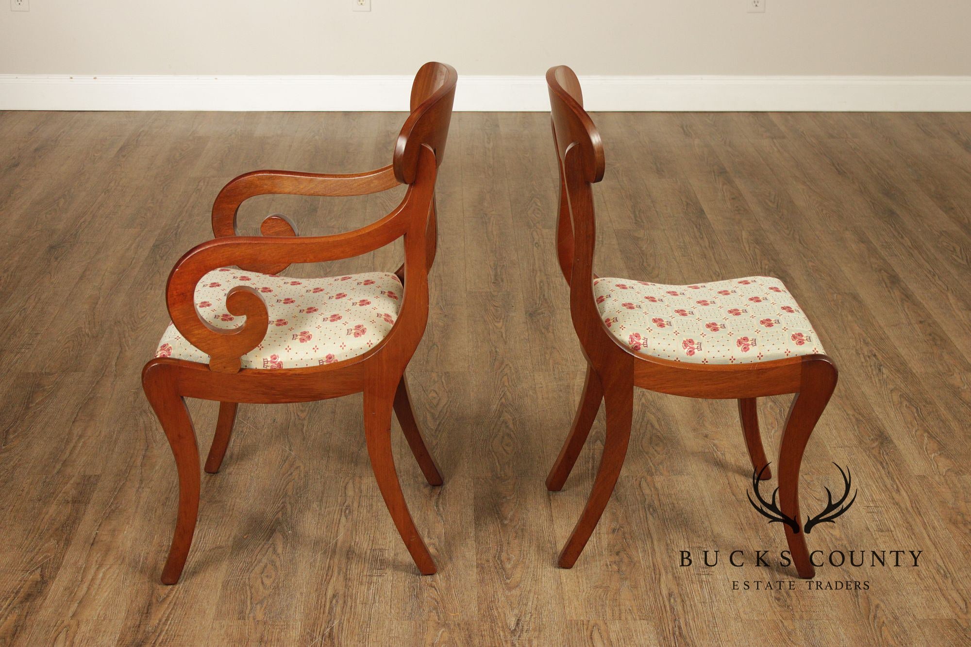 Biggs Furniture Empire Style Set of Eight Mahogany Dining Chairs