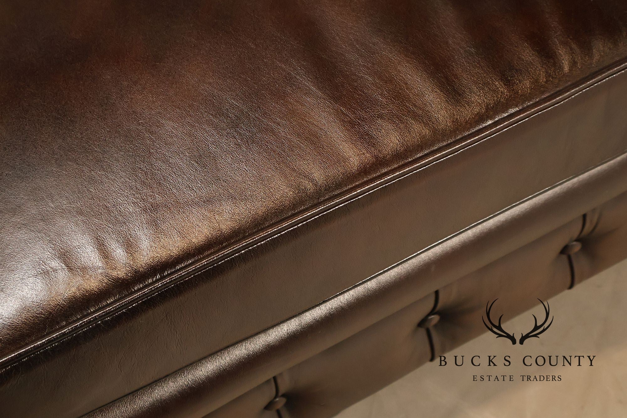 Chesterfield Style 7 Foot Espresso Brown Tufted Leather Sofa