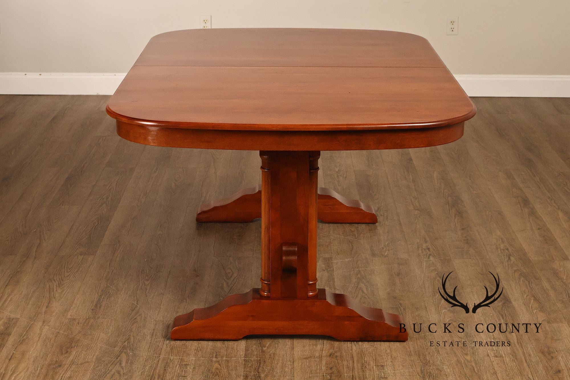 Richardson Brothers Solid Cherry Trestle Dining Table With Four Leaves