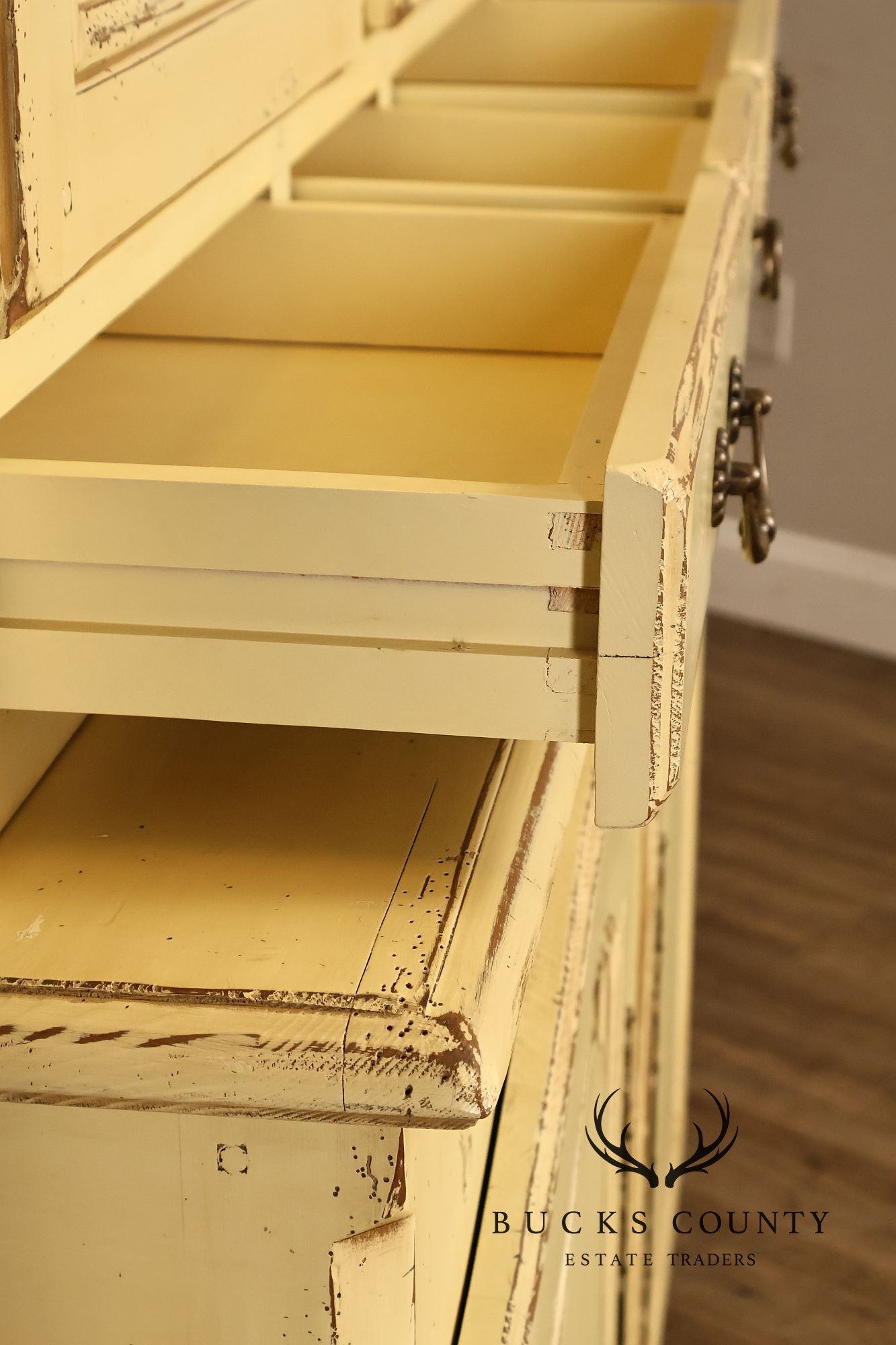 French Country Style Distress Painted China Cabinet