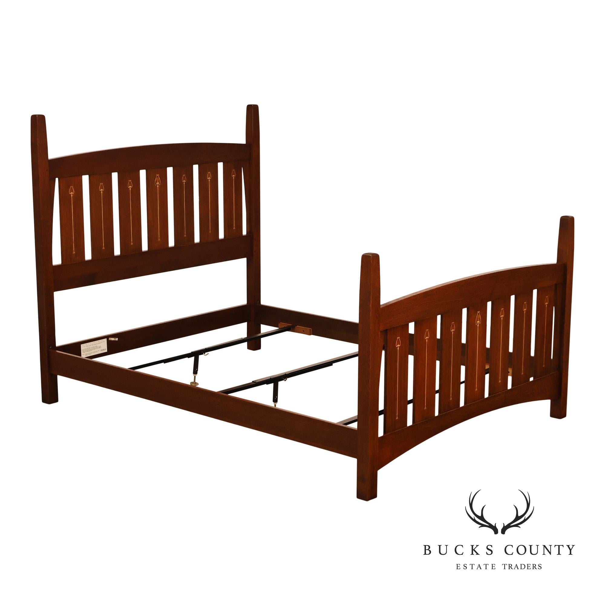 Stickley Harvey Ellis Inlaid Oak Queen Bed