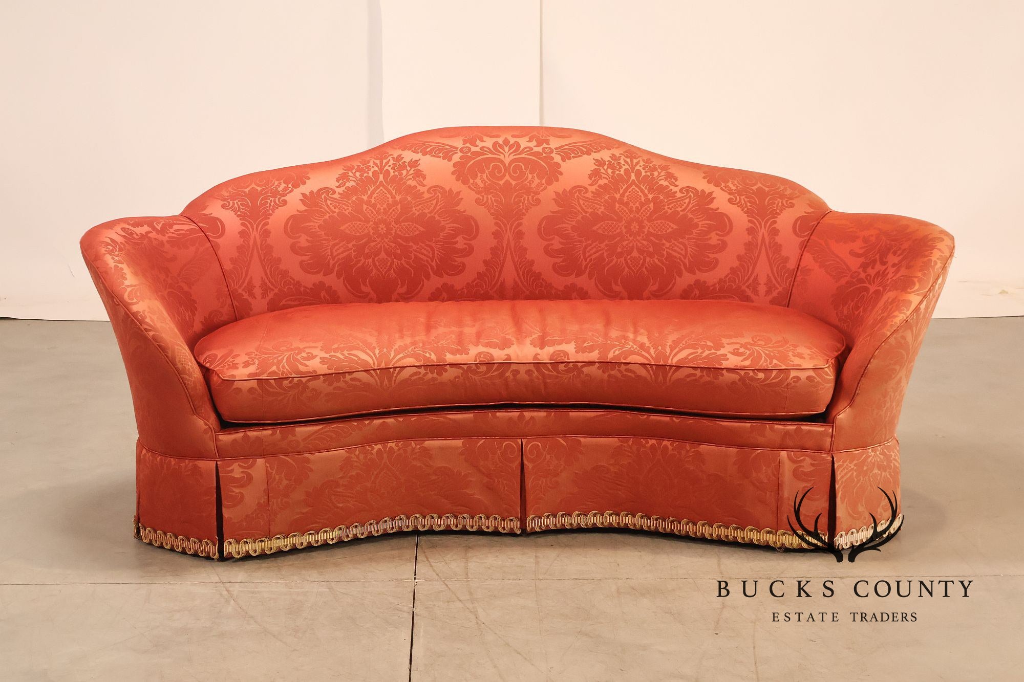 Hickory Chair Company Pair Of Custom Upholstered Silk Damask Sofas