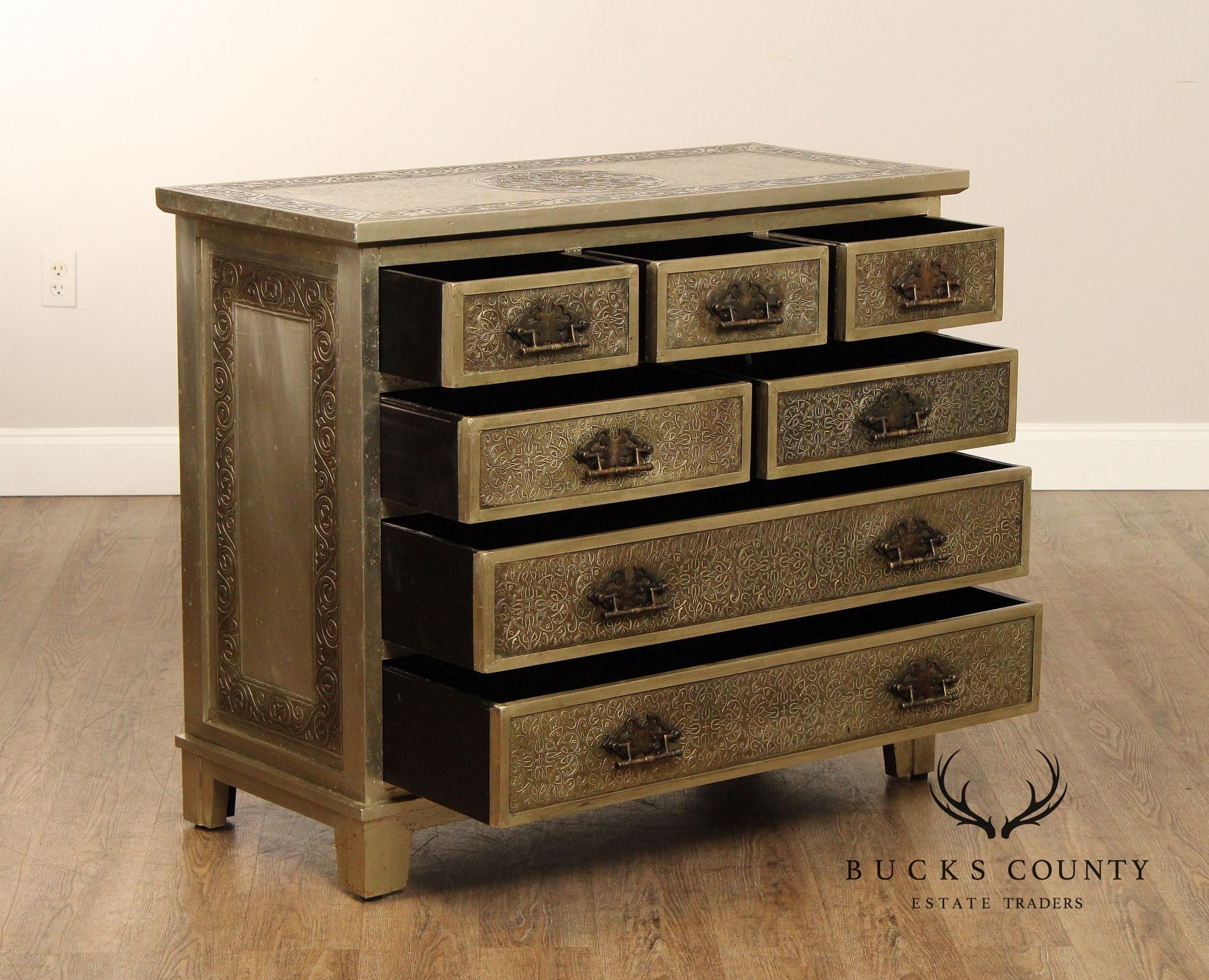 Vintage Embossed Metal Chest of Drawers