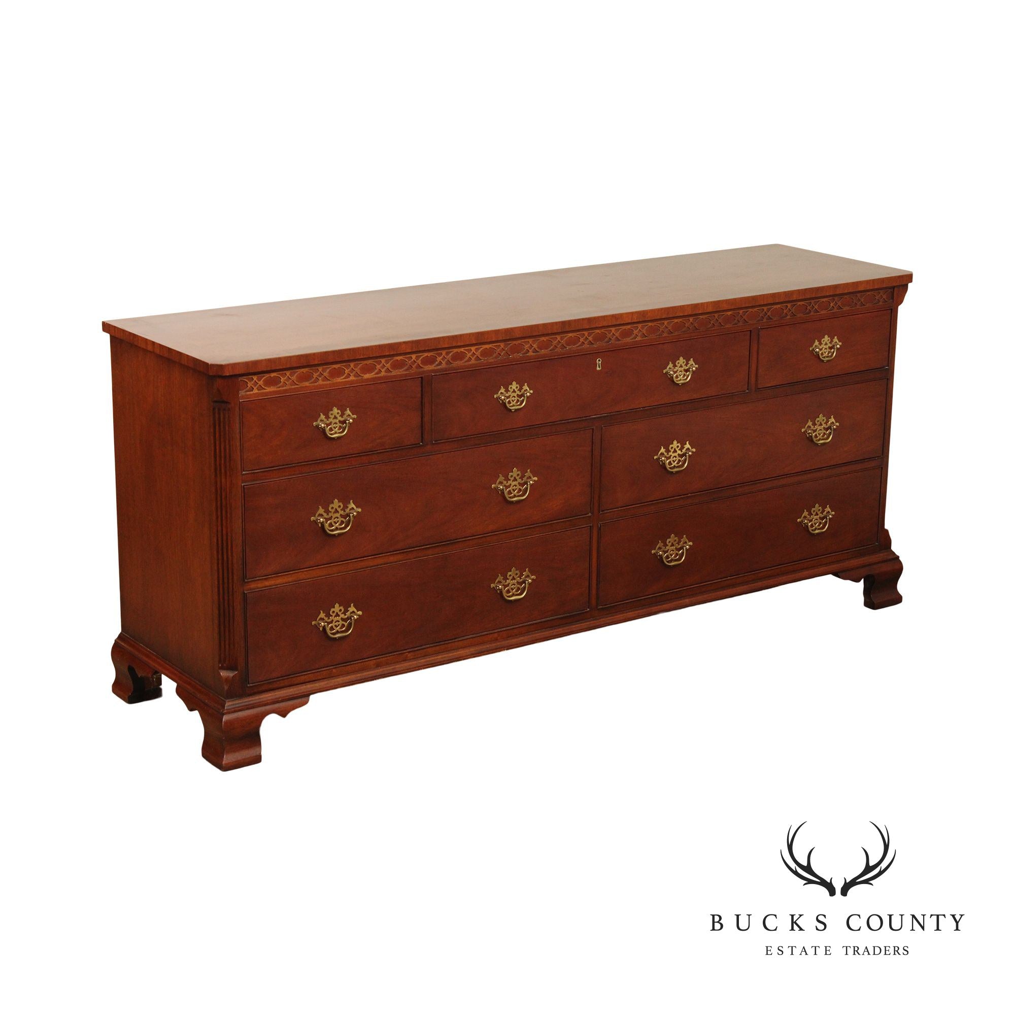 Hickory Chair Co Mahogany Dresser with Banded Top Chippendale Style