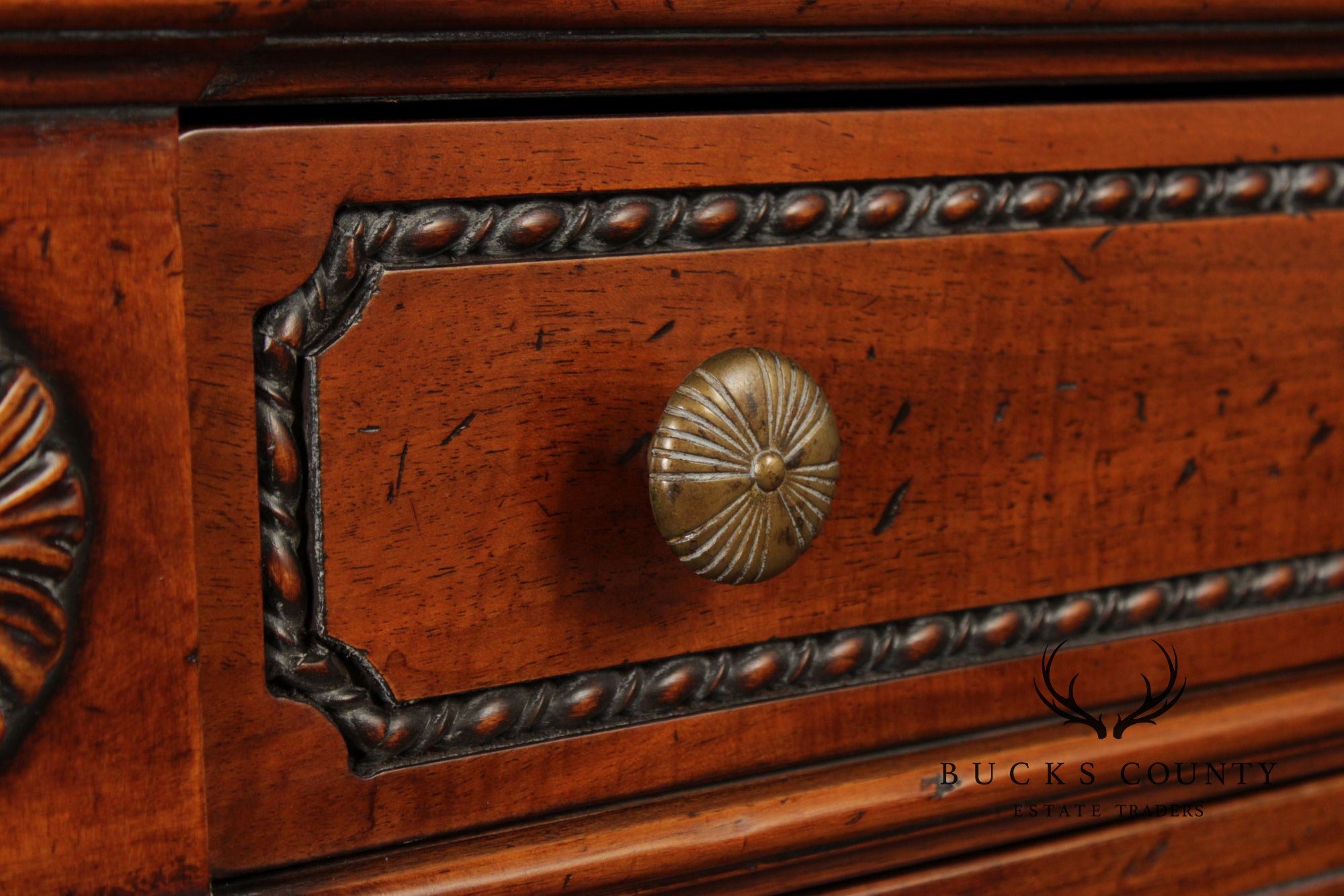 Francesco Molon XVI Century Style Walnut Carved Sideboard