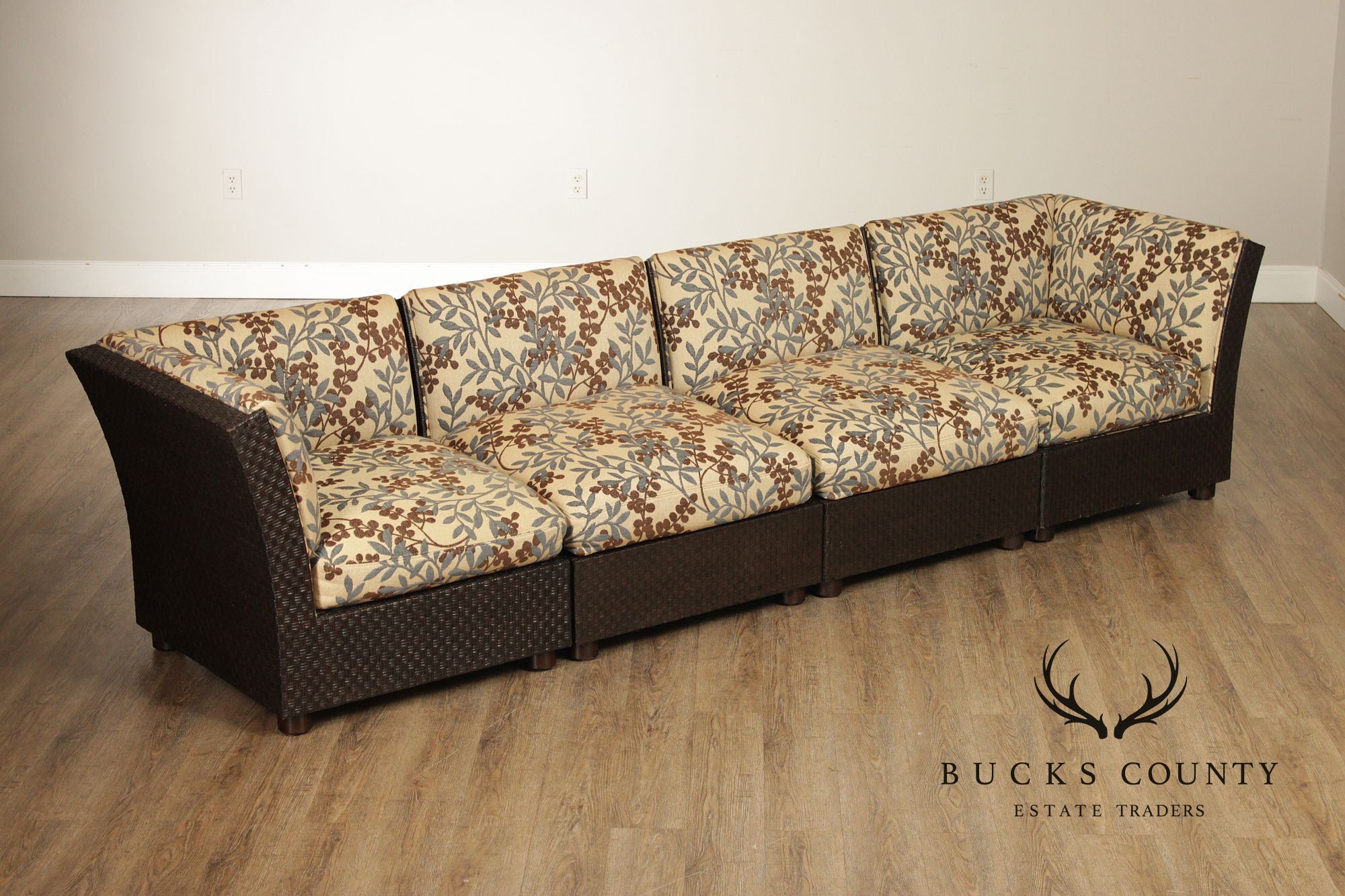 Orlando Diaz-Azcuy For McGuire Cambay Woven Wicker4 Part Sectional Sofa