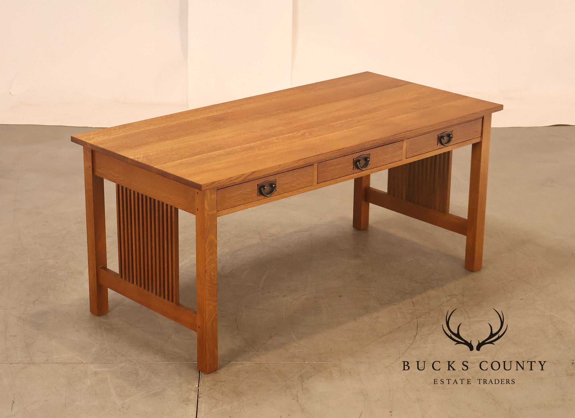 Stickley Mission Collection Oak Spindle Desk Library Table