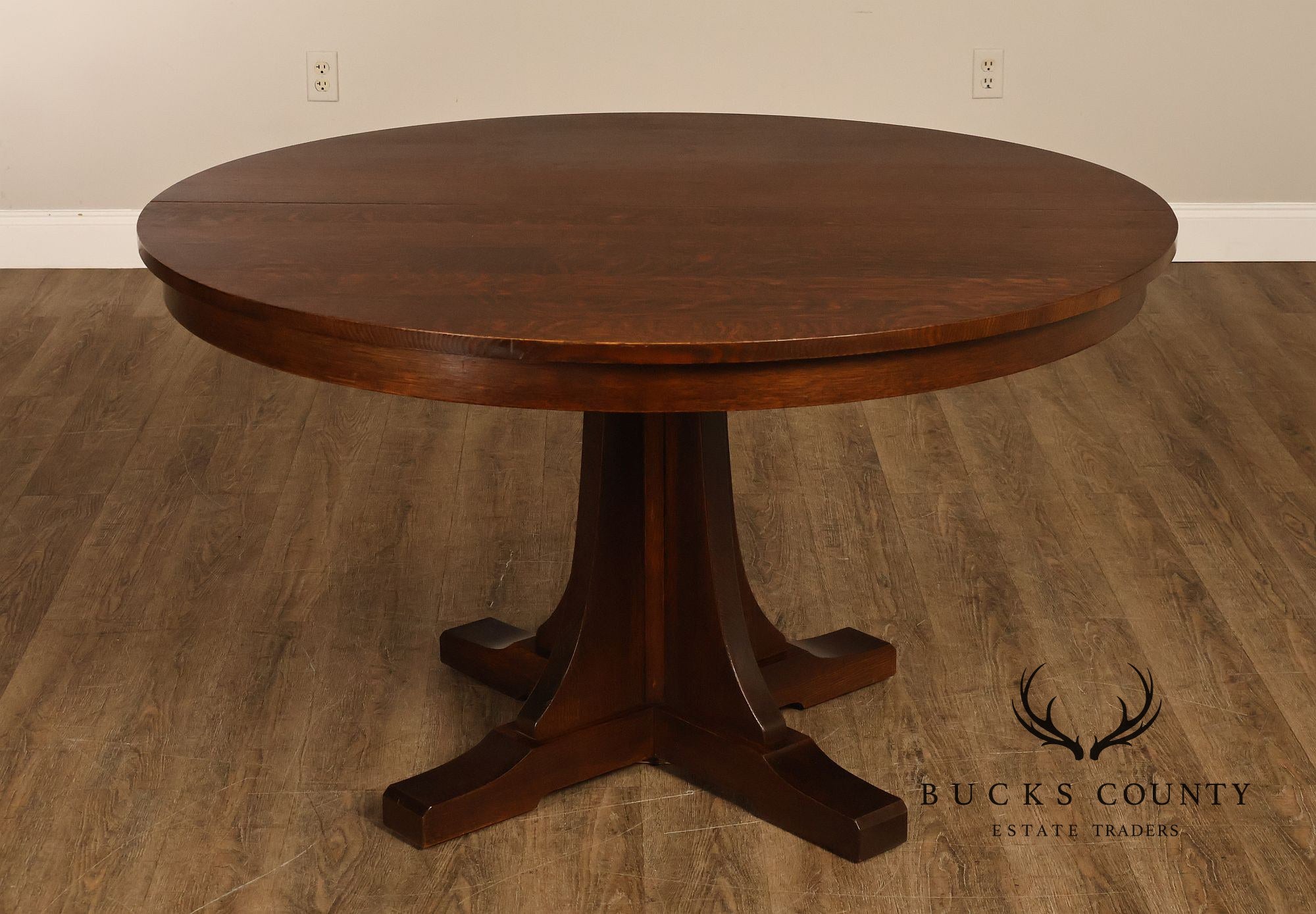 Stickley Mission Collection Round Oak Expandable Dining Table