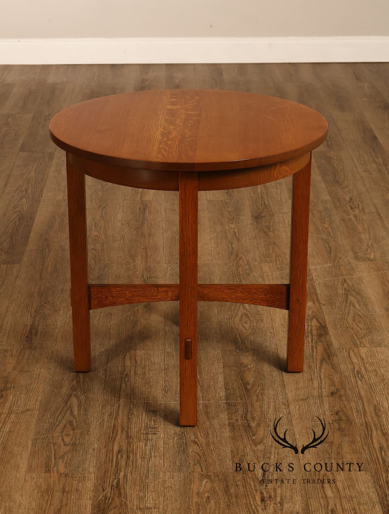 Stickley Mission Collection Oak Round Lamp Table