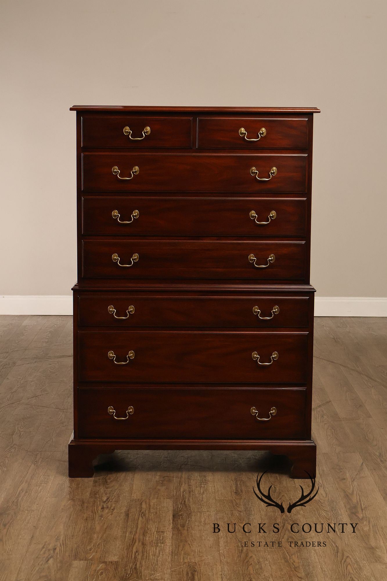 Henkel Harris Chippendale Style Vintage Mahogany Tall Chest