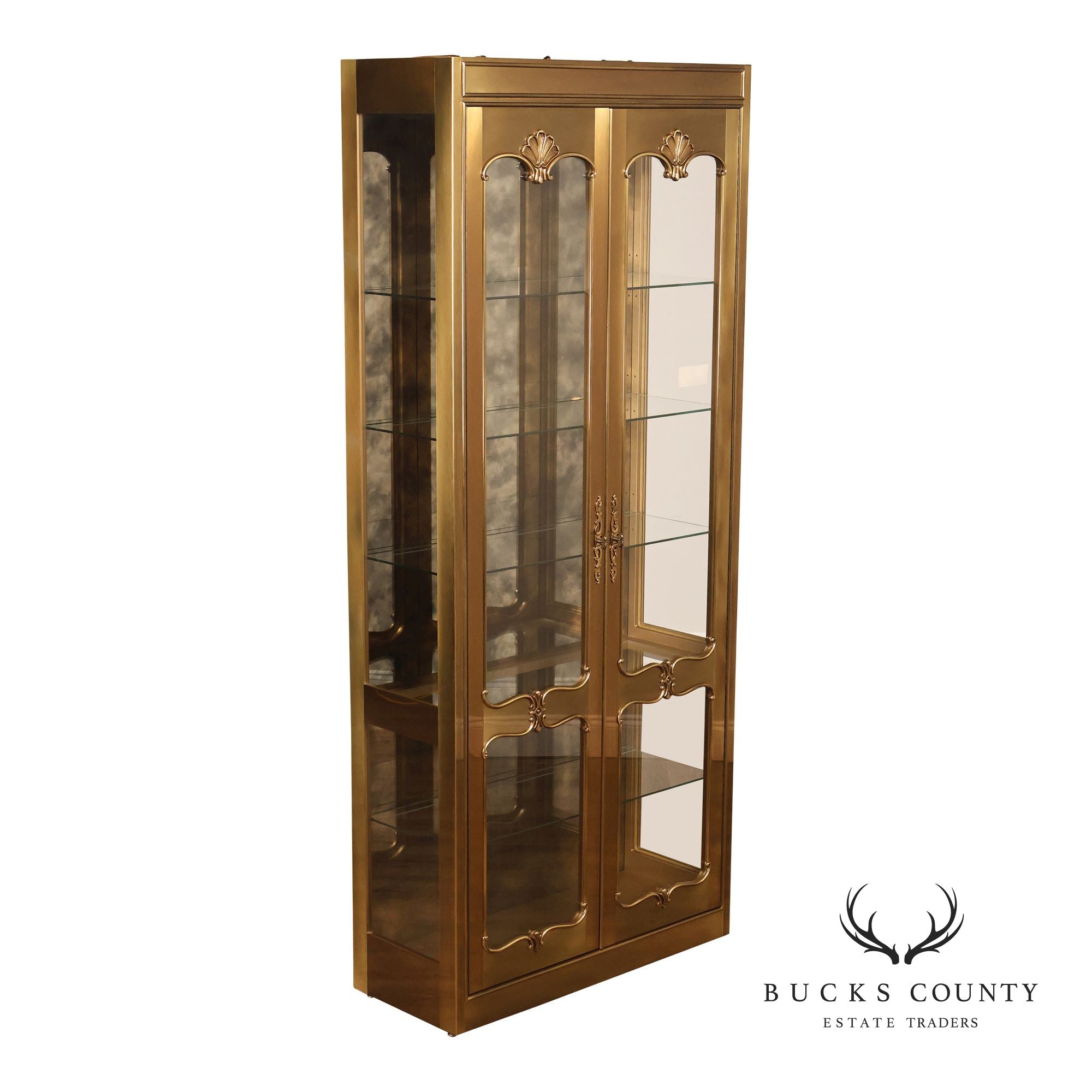 Mastercraft Mid Century Modern Brass And Glass Display Cabinet