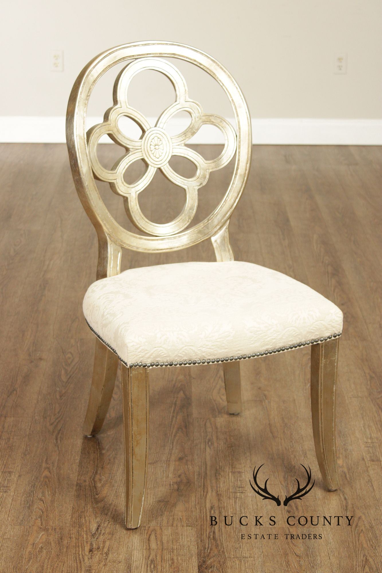 Henredon Set of Four Silver Leaf Side Dining Chairs