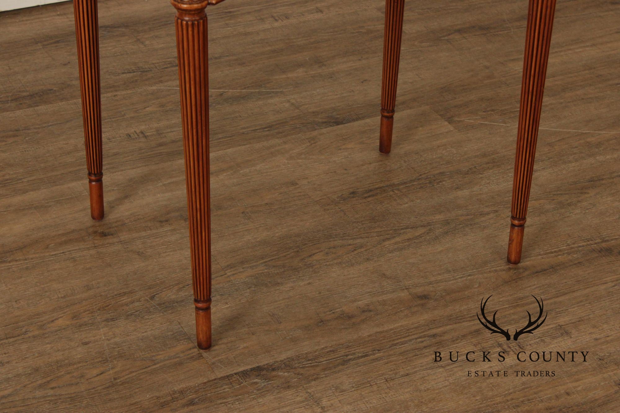 Maitland Smith Sheraton Style Single Drawer Inlaid Side Table