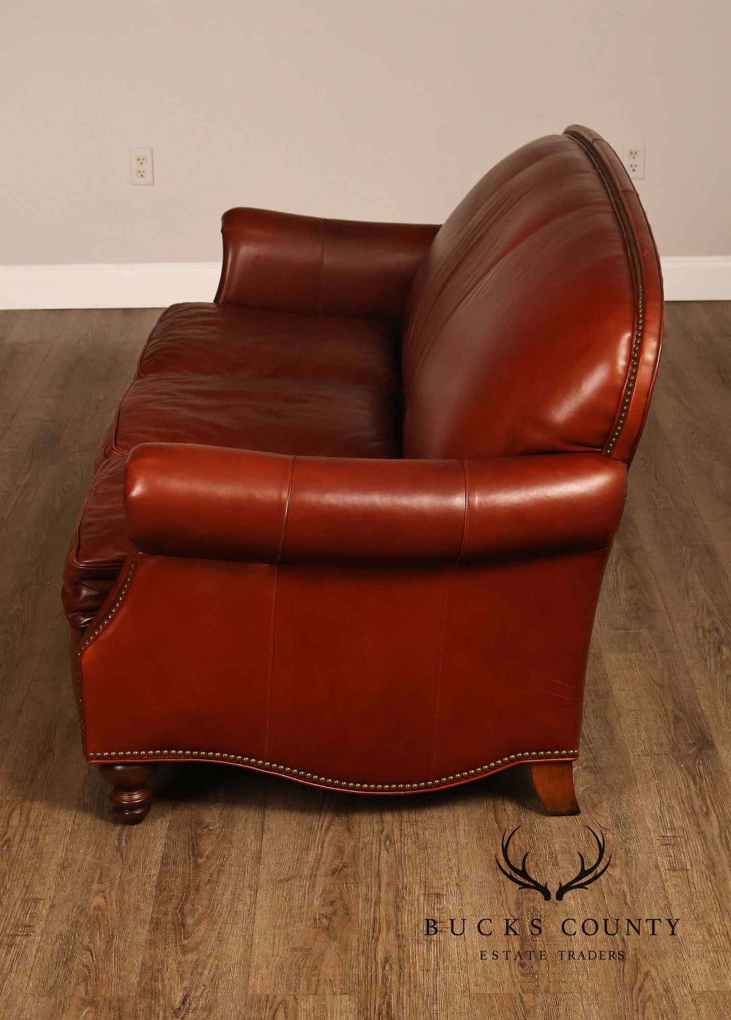 Bradington-Young Traditional Style Leather Three Cushion Sofa