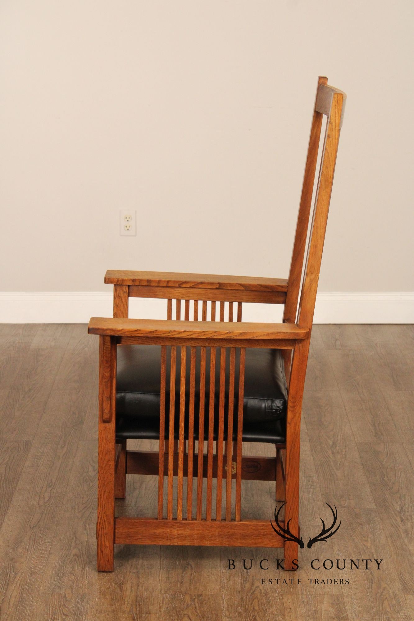 Stickley Mission Collection Set Of Eight Oak Spindle Back Dining Chairs