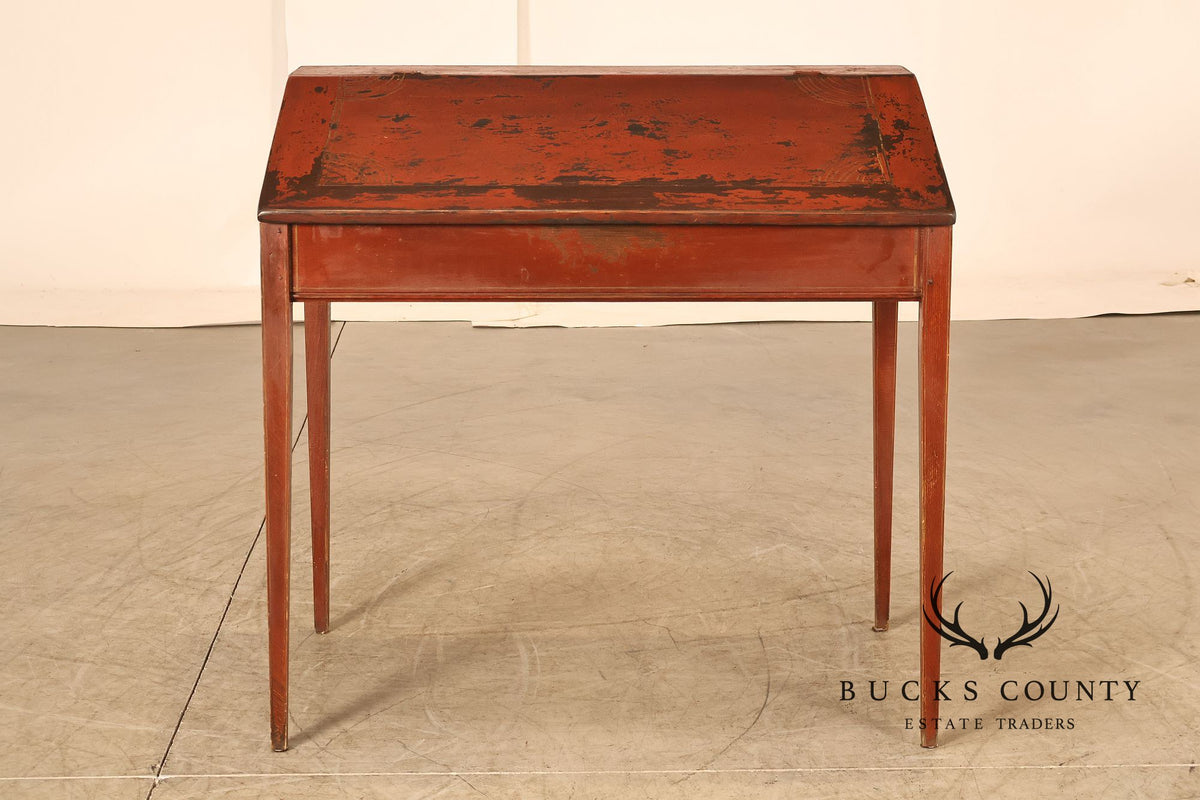 Antique Rustic Schoolmaster’s Flip Front Distressed Painted Desk