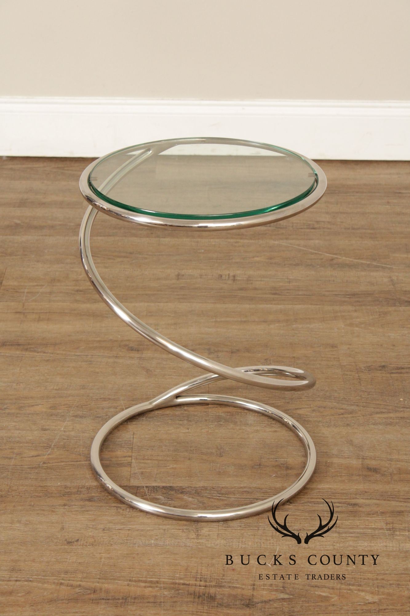 Pace Collection Modern Glass Top Spiral Side Table
