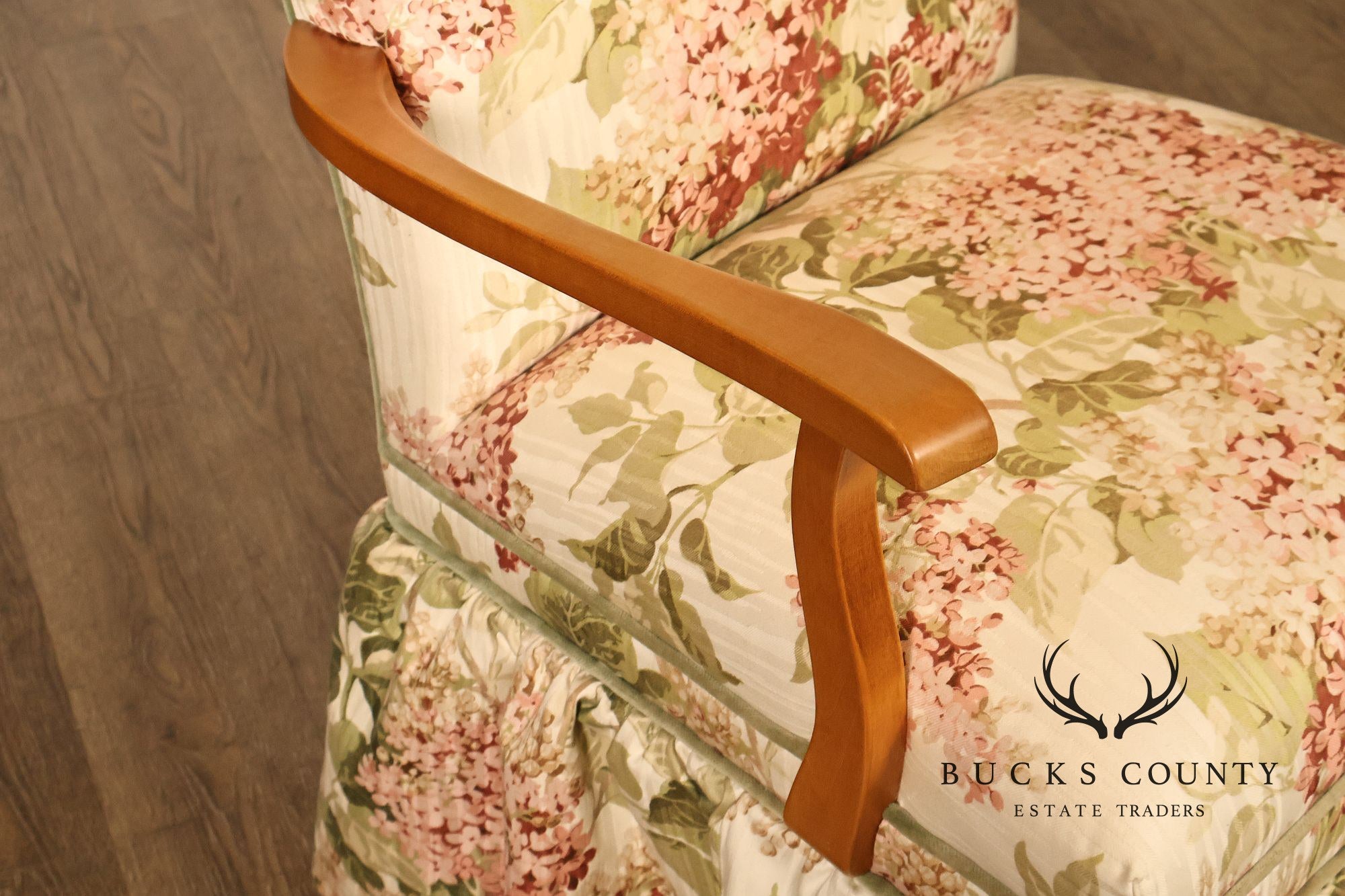 Ethan Allen Pair Of Floral Upholstered Skirted Armchairs