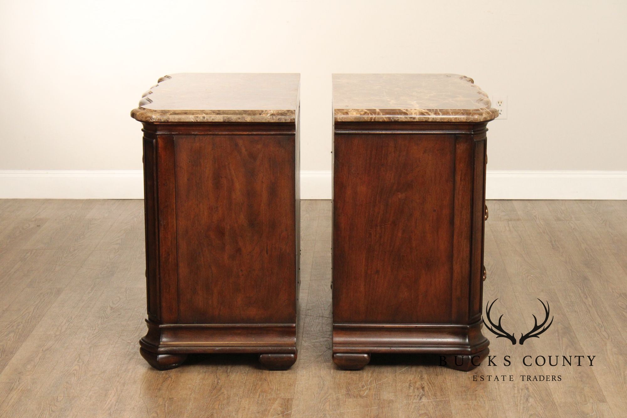 Thomasville Hills Of Tuscany Collection Marble Top Pair Of Chest Nightstands